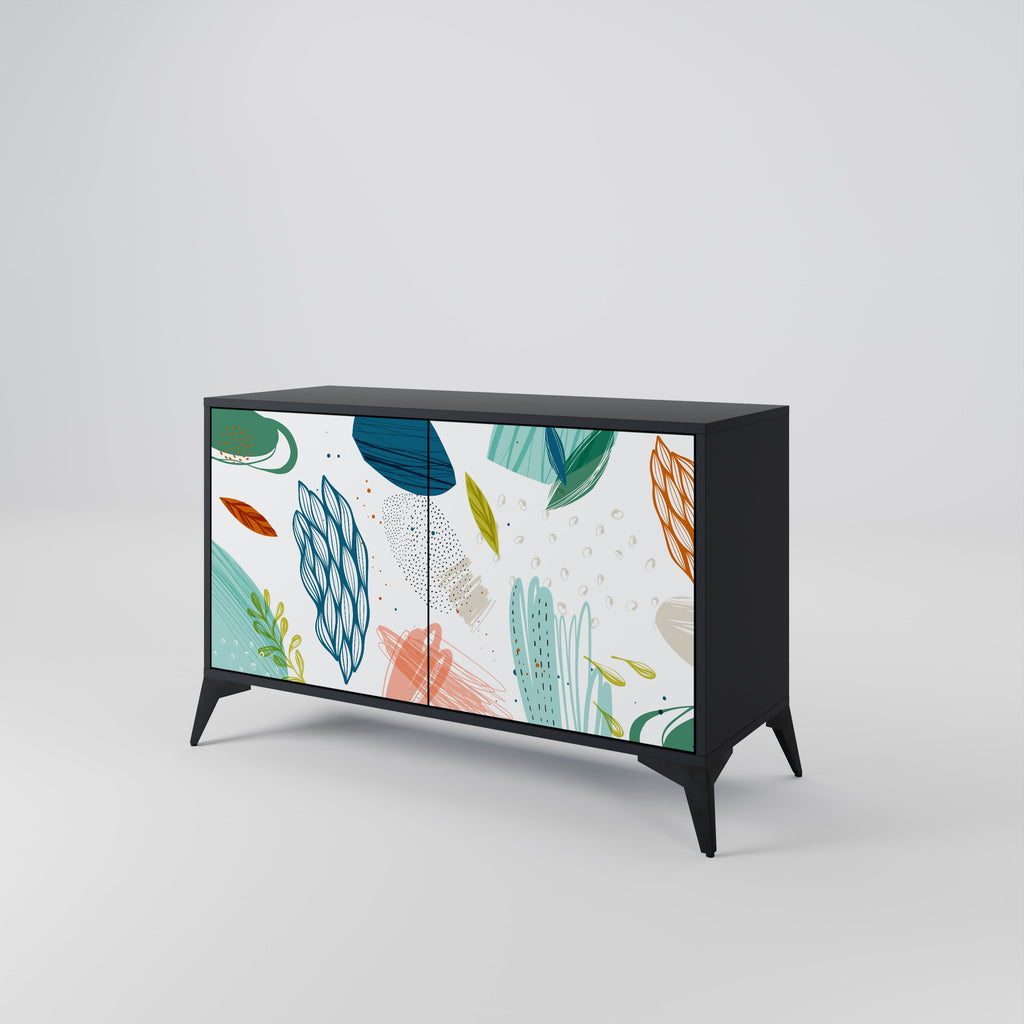 BOTANICAL HURRICANE 2-Door Sideboard in Black Finish
