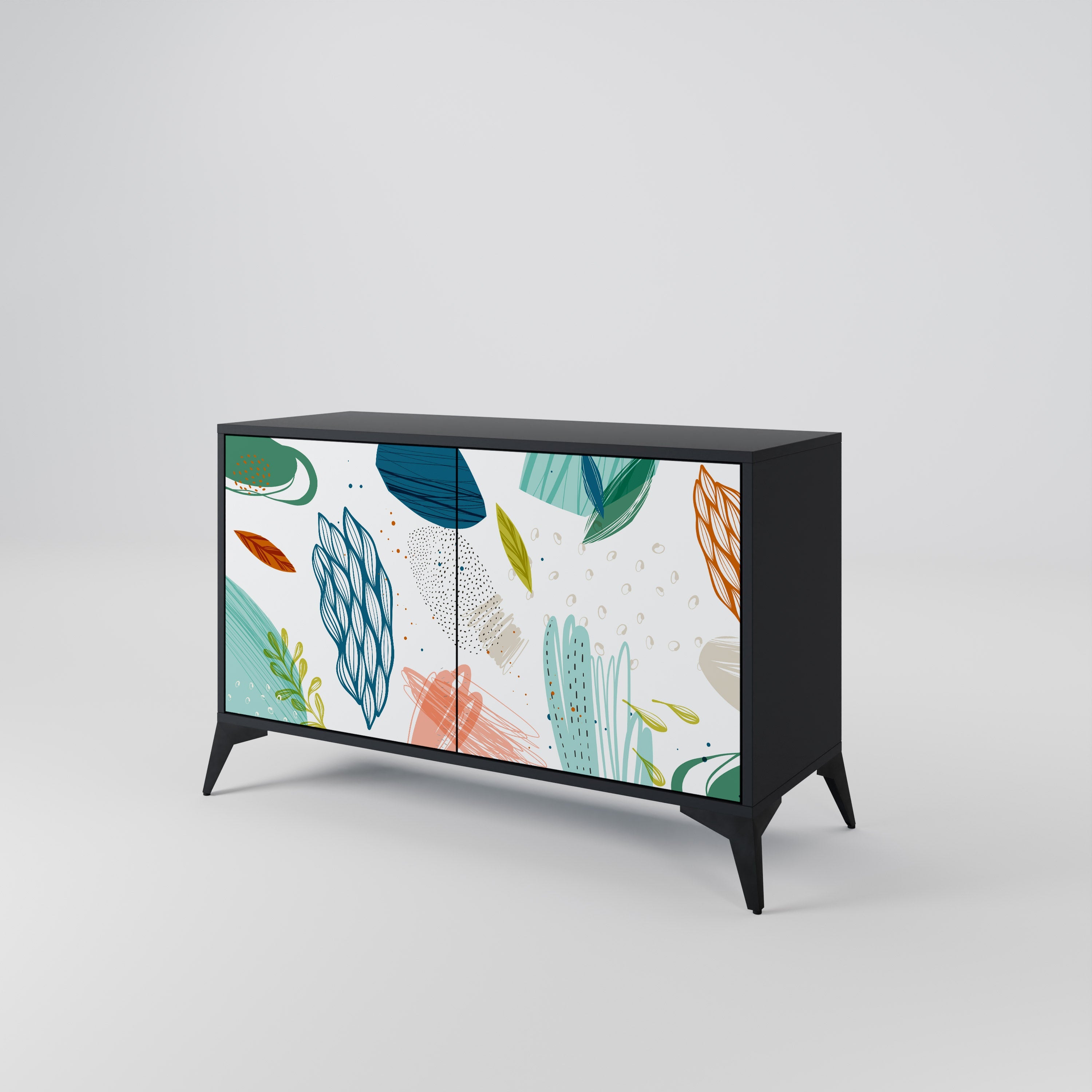 BOTANICAL HURRICANE 2-Door Sideboard in Black Finish