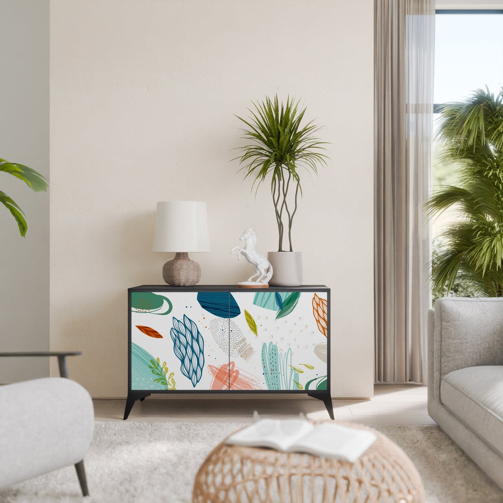 BOTANICAL HURRICANE 2-Door Sideboard in Black Finish