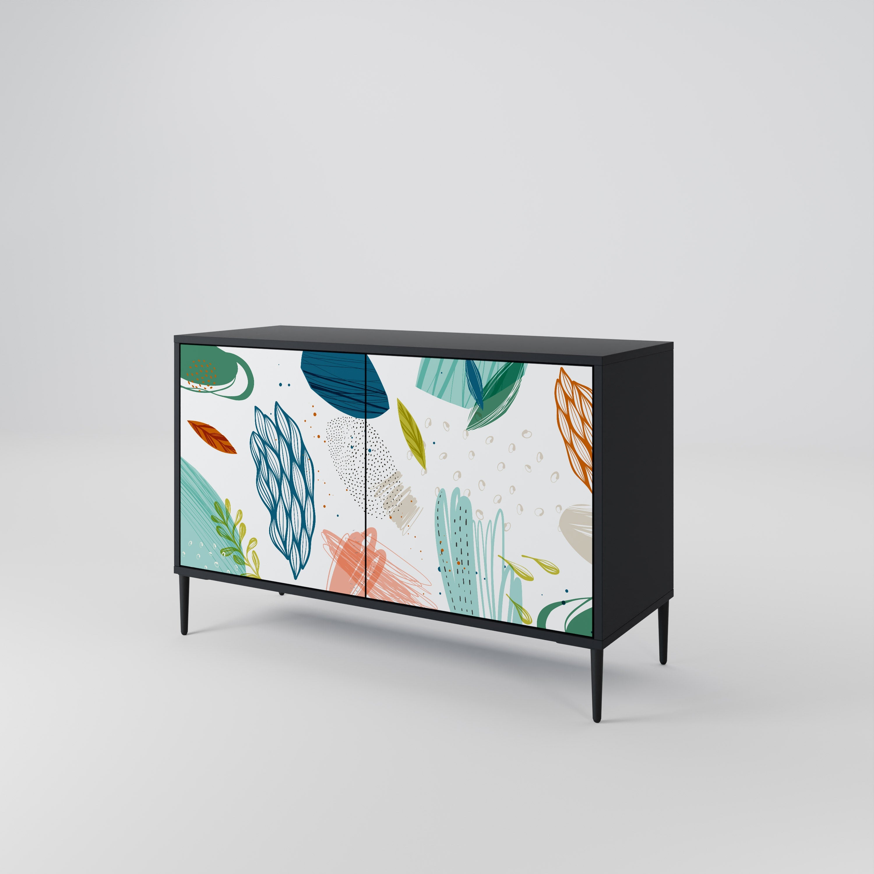 BOTANICAL HURRICANE 2-Door Sideboard in Black Finish