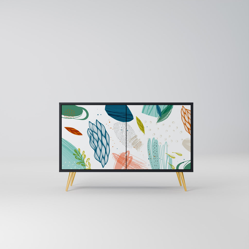 BOTANICAL HURRICANE 2-Door Sideboard in Black Finish
