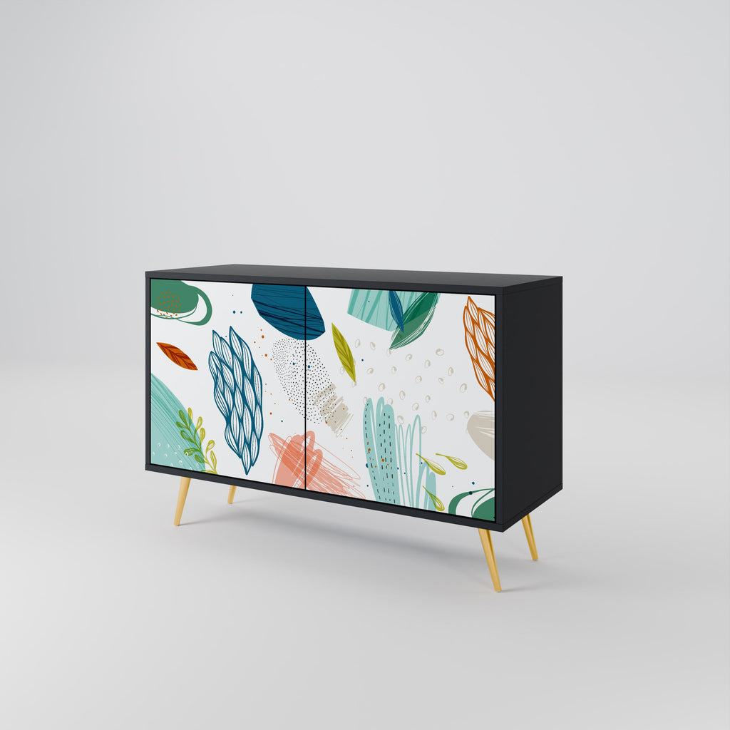 BOTANICAL HURRICANE 2-Door Sideboard in Black Finish