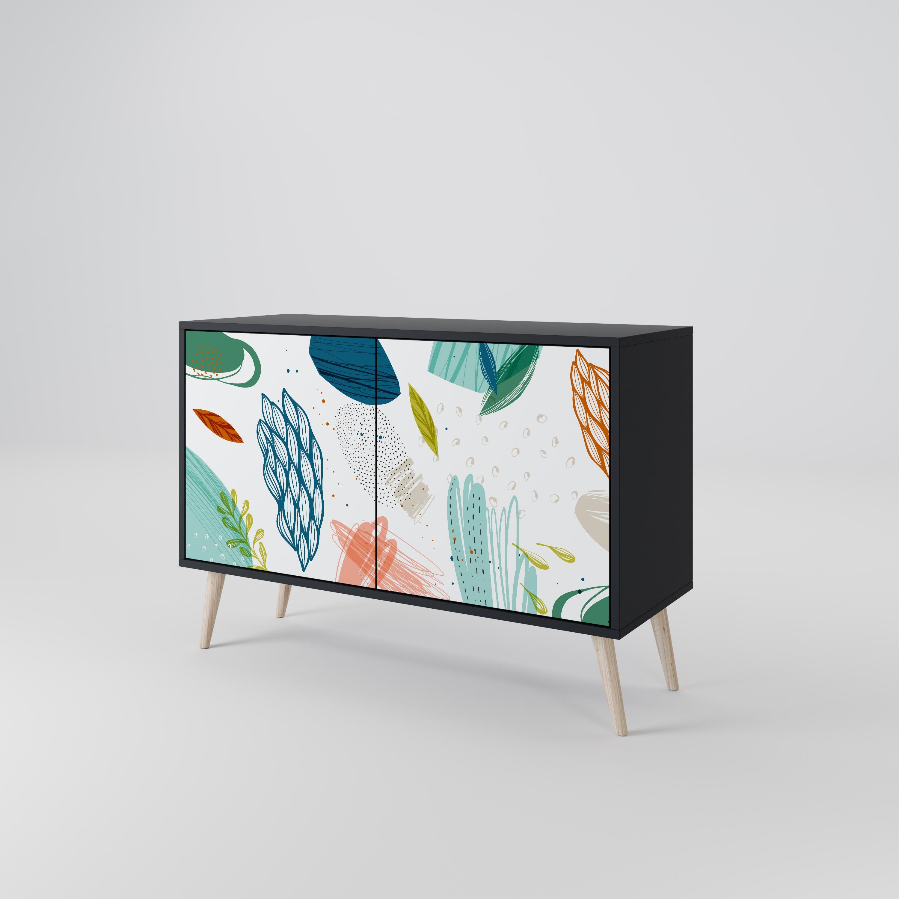BOTANICAL HURRICANE 2-Door Sideboard in Black Finish