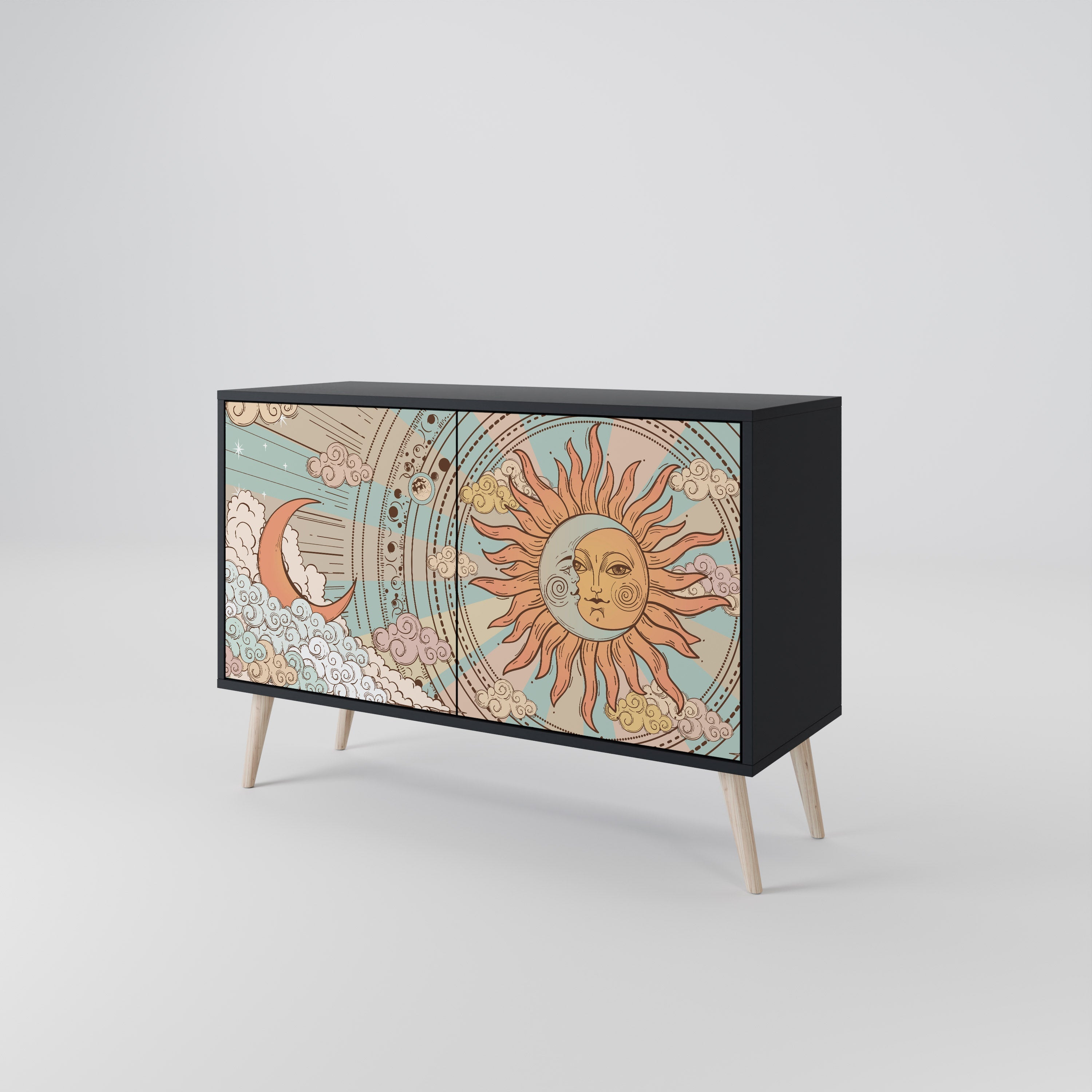 MYSTICAL STRUCTURE 2-Door Sideboard in Black Finish