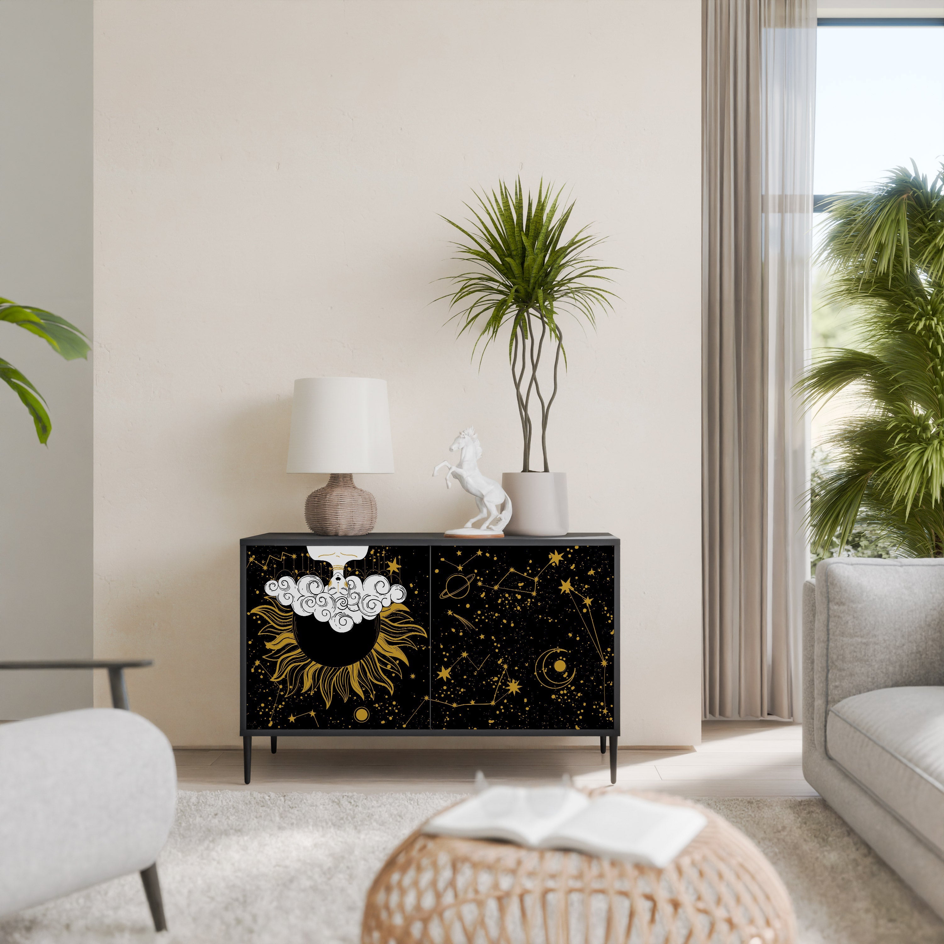 STELLAR CONSTELLATIONS 2-Door Sideboard in Black Finish