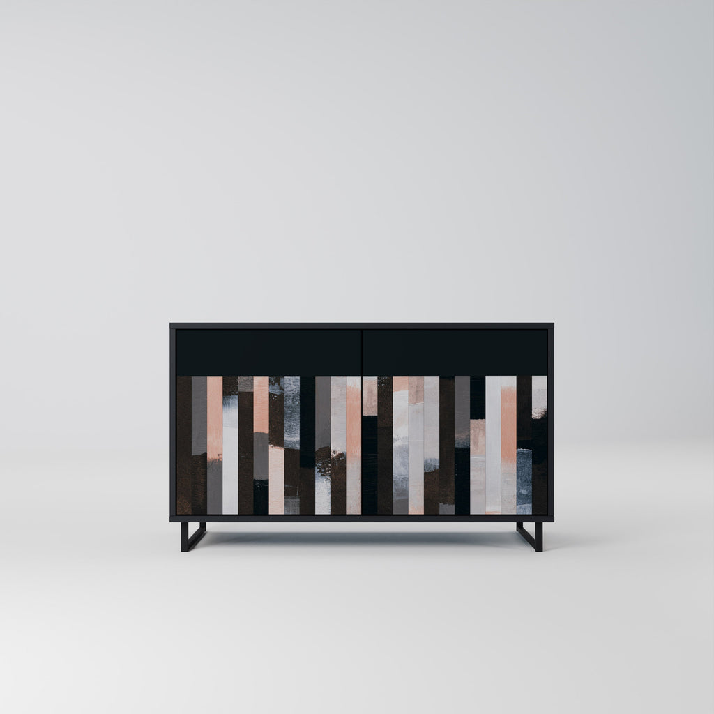 COLLAGE OF RECTANGLES 2-Door Sideboard in Black Finish