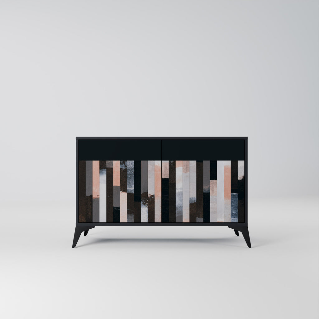 COLLAGE OF RECTANGLES 2-Door Sideboard in Black Finish