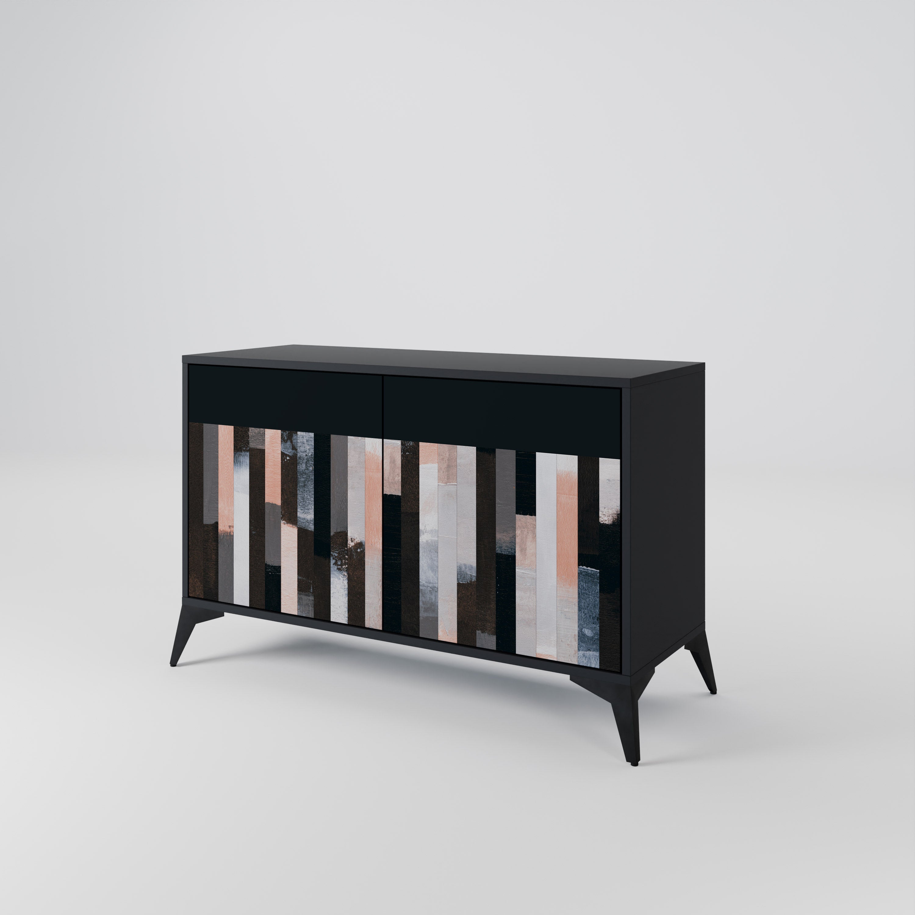 COLLAGE OF RECTANGLES 2-Door Sideboard in Black Finish