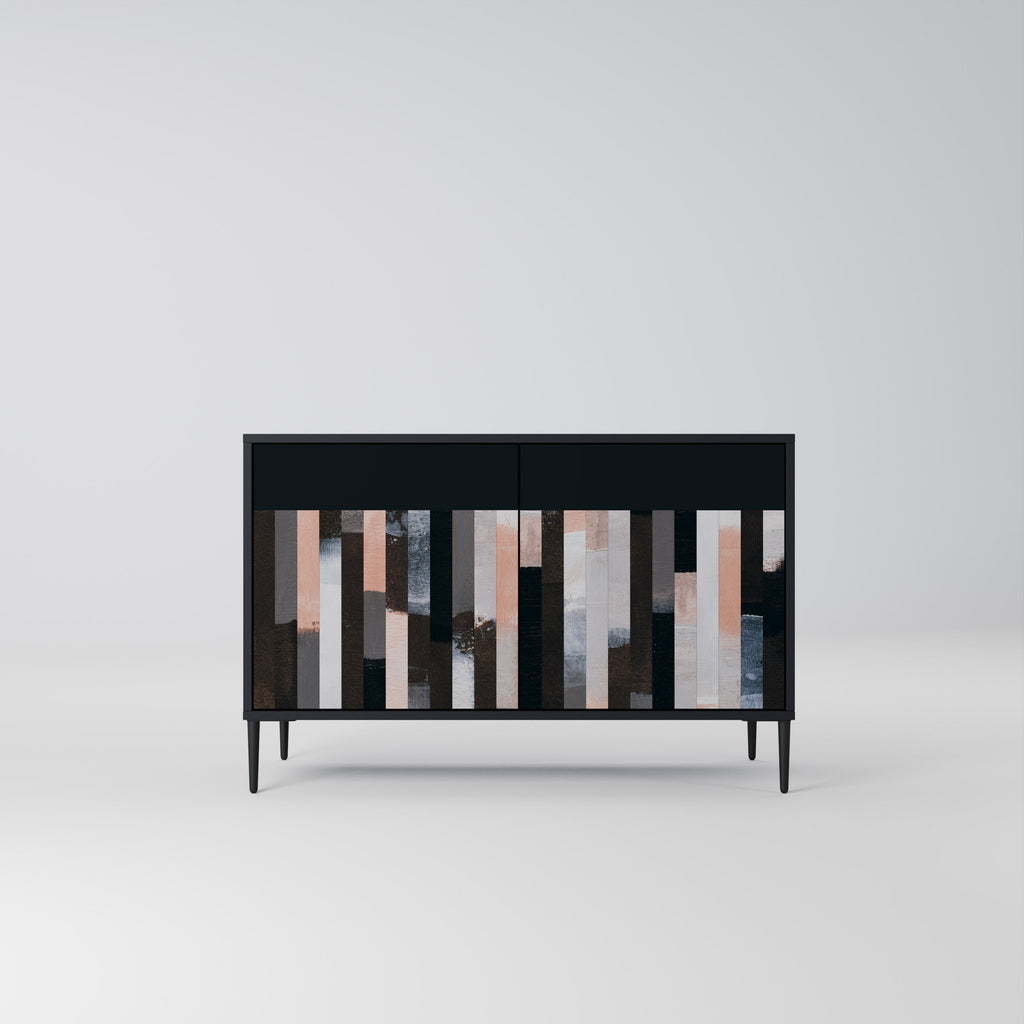 COLLAGE OF RECTANGLES 2-Door Sideboard in Black Finish