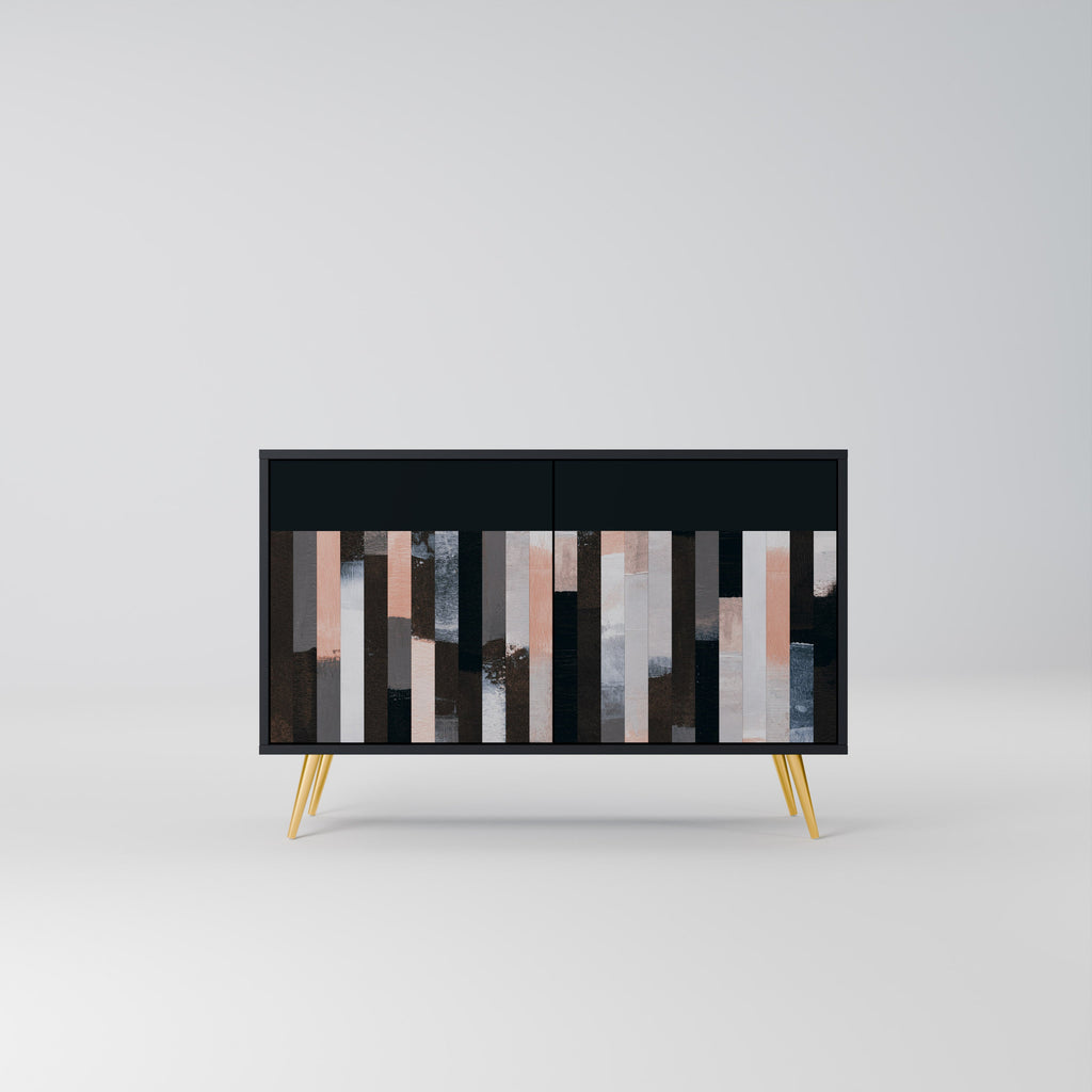 COLLAGE OF RECTANGLES 2-Door Sideboard in Black Finish