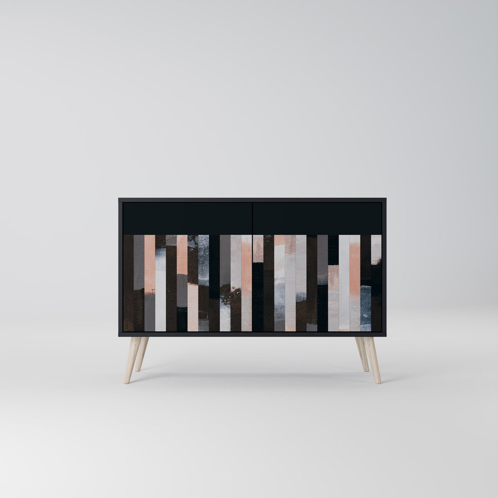 COLLAGE OF RECTANGLES 2-Door Sideboard in Black Finish