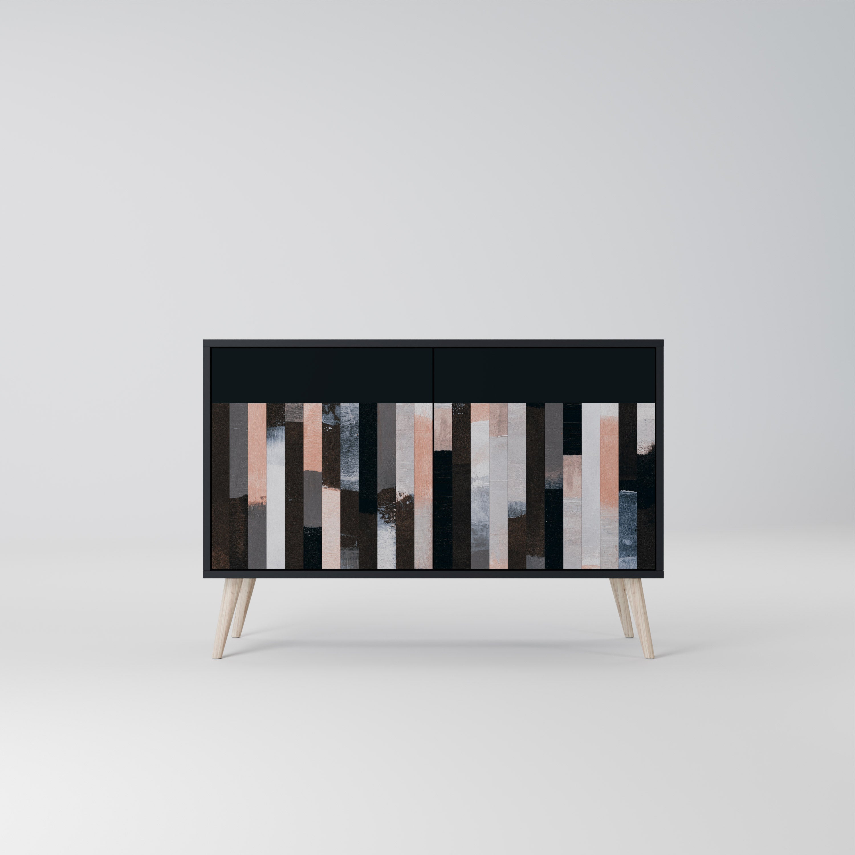 COLLAGE OF RECTANGLES 2-Door Sideboard in Black Finish