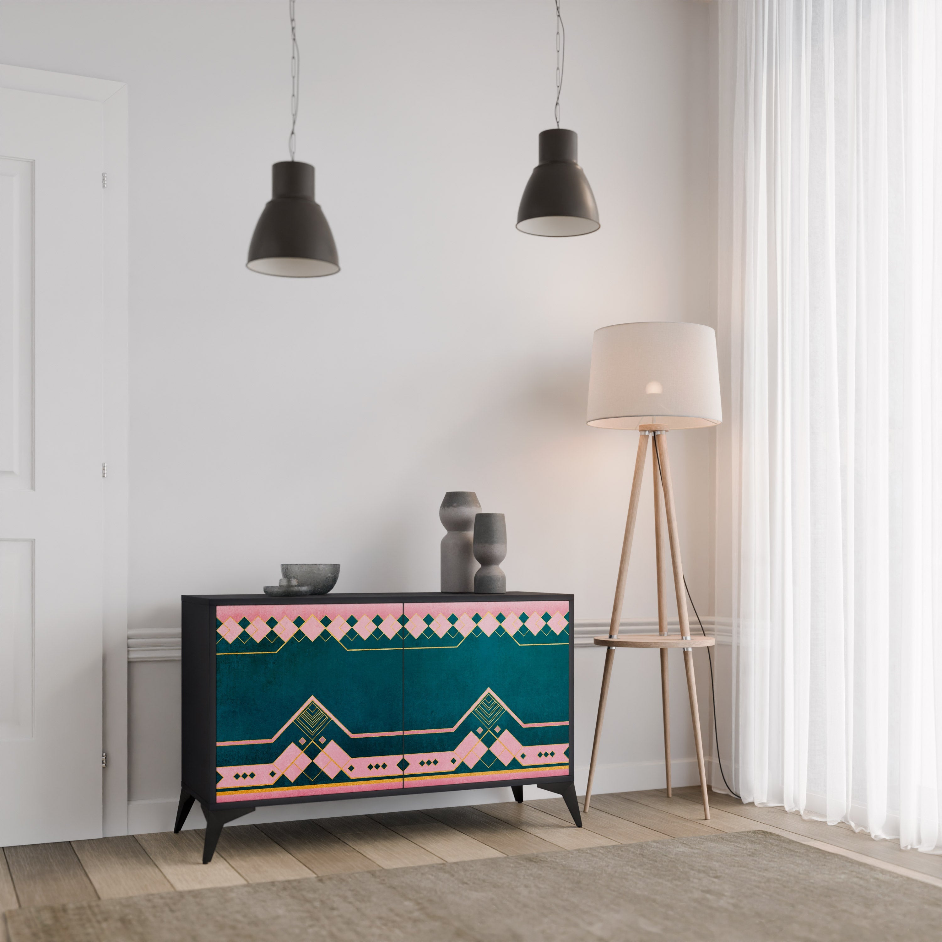 ROYAL COMPOSITION 2-Door Sideboard in Black Finish