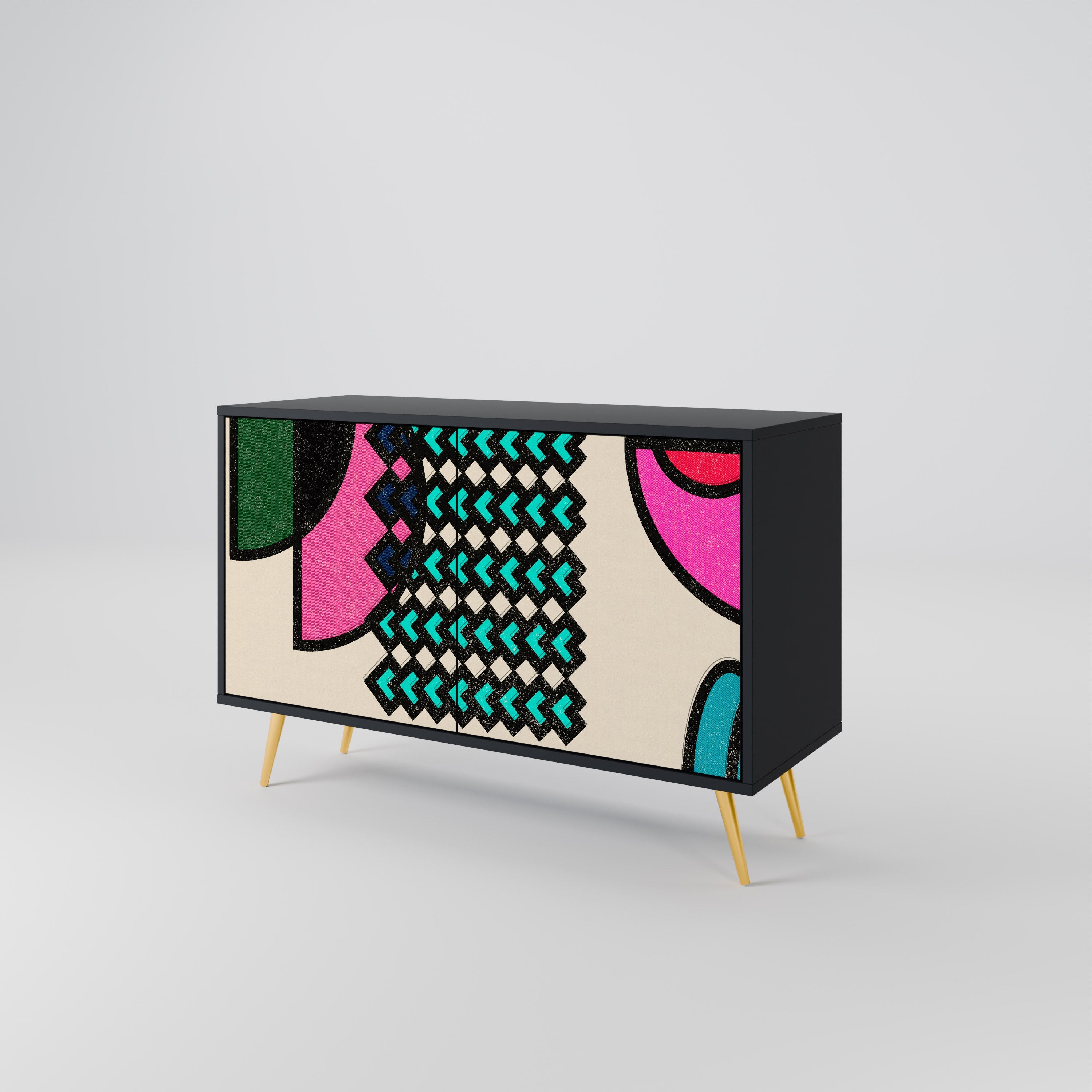 GEOMETRIC RHAPSODY 2-Door Sideboard in Black Finish
