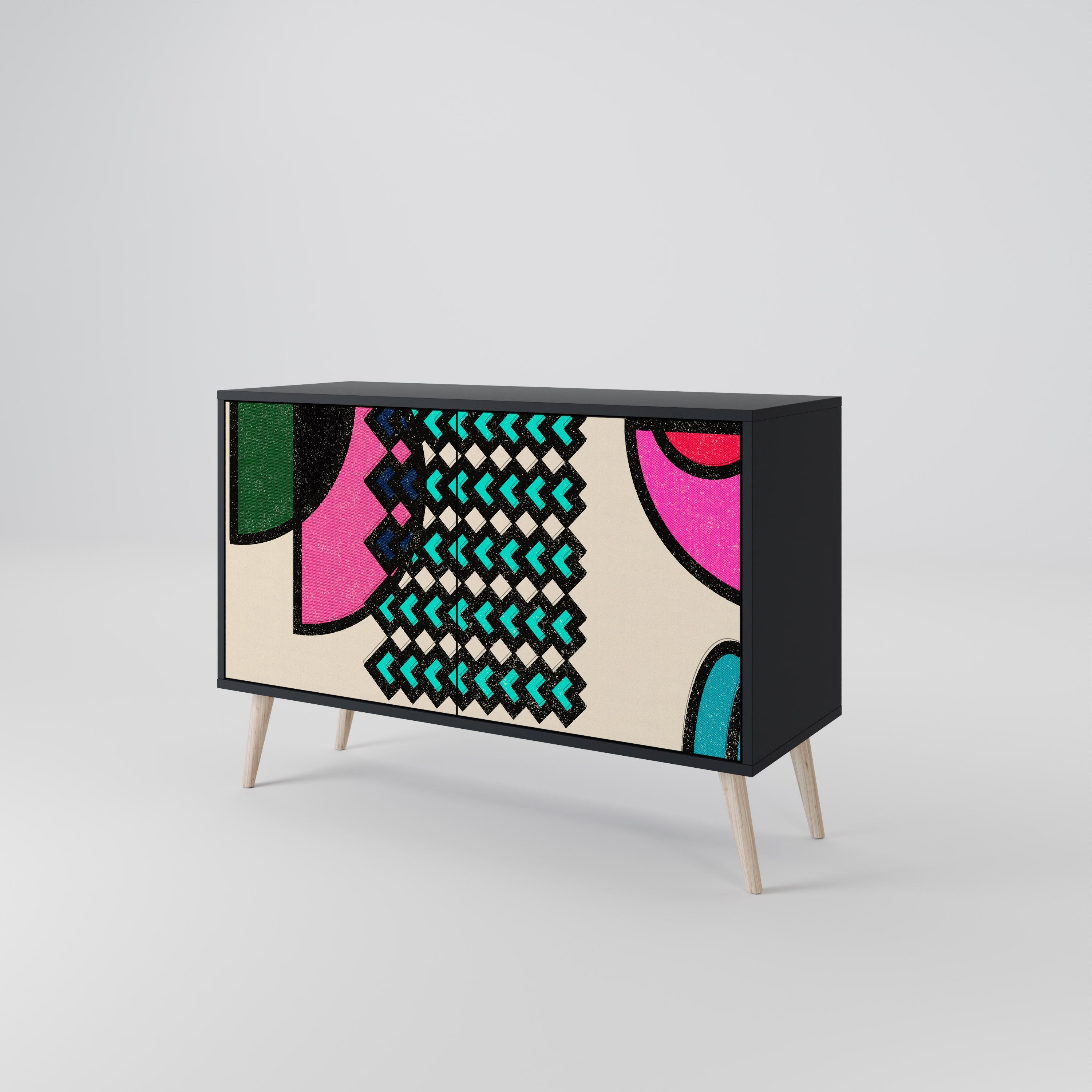 GEOMETRIC RHAPSODY 2-Door Sideboard in Black Finish