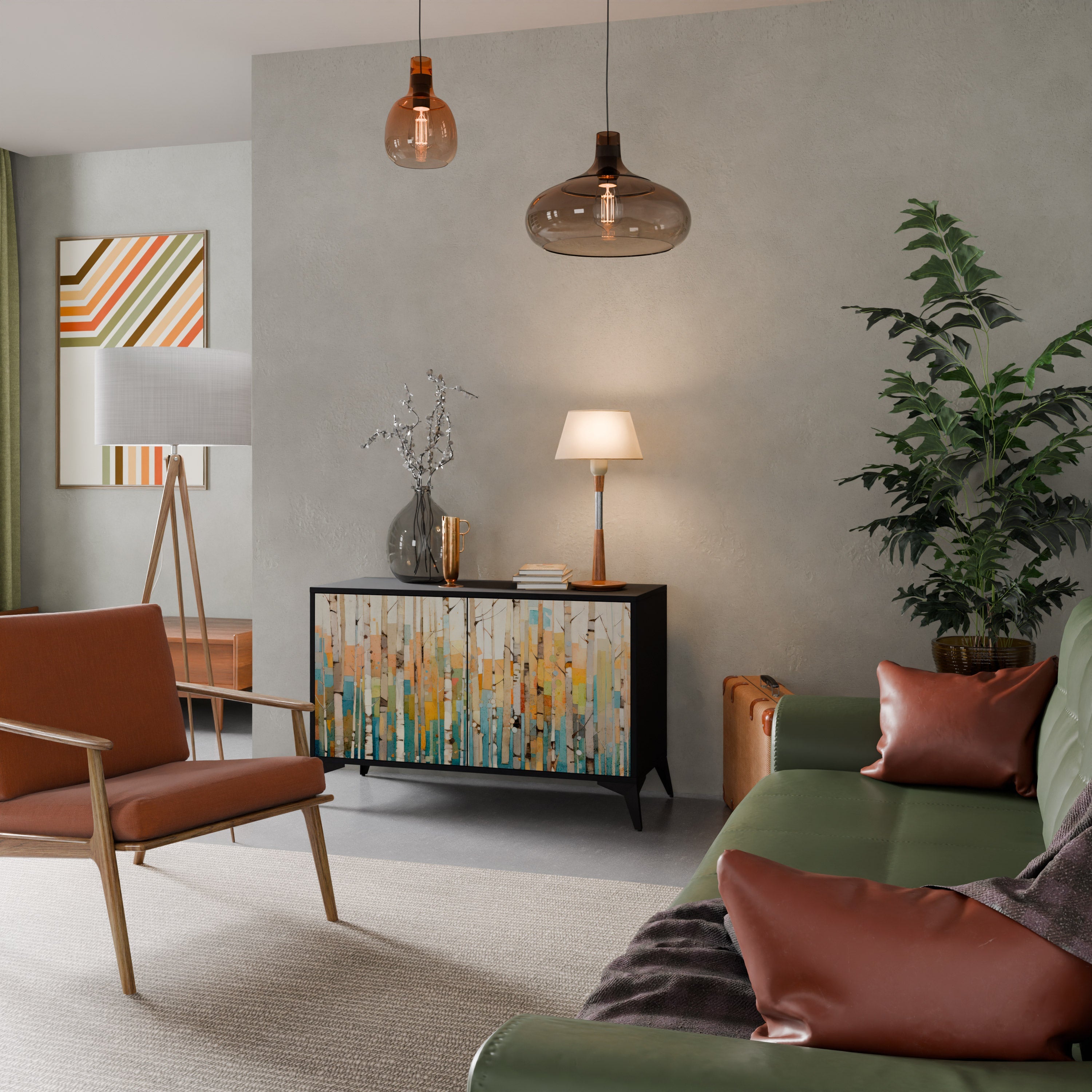 BIRCH KALEIDOSCOPE 2-Door Sideboard in Black Finish