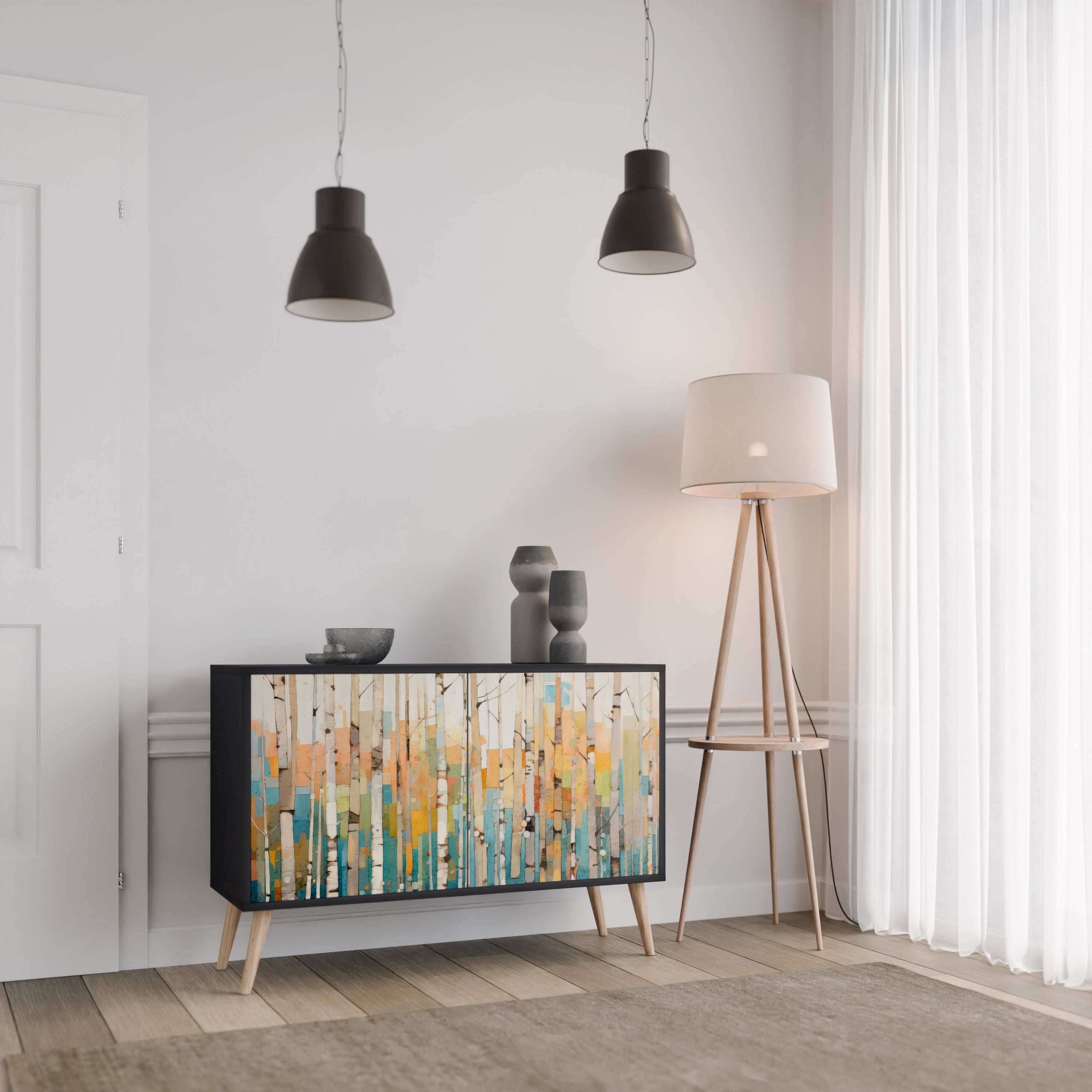 BIRCH KALEIDOSCOPE 2-Door Sideboard in Black Finish