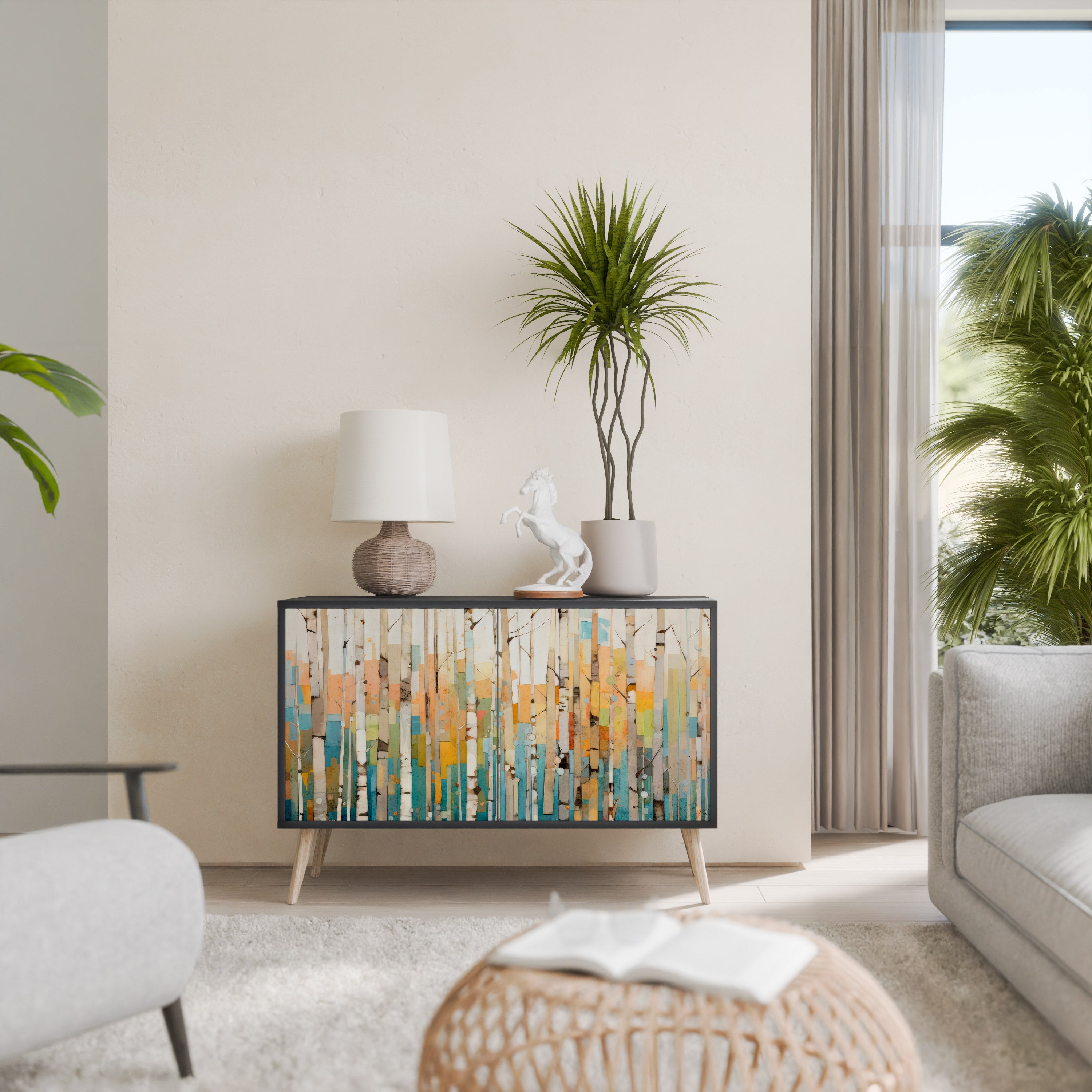 BIRCH KALEIDOSCOPE 2-Door Sideboard in Black Finish