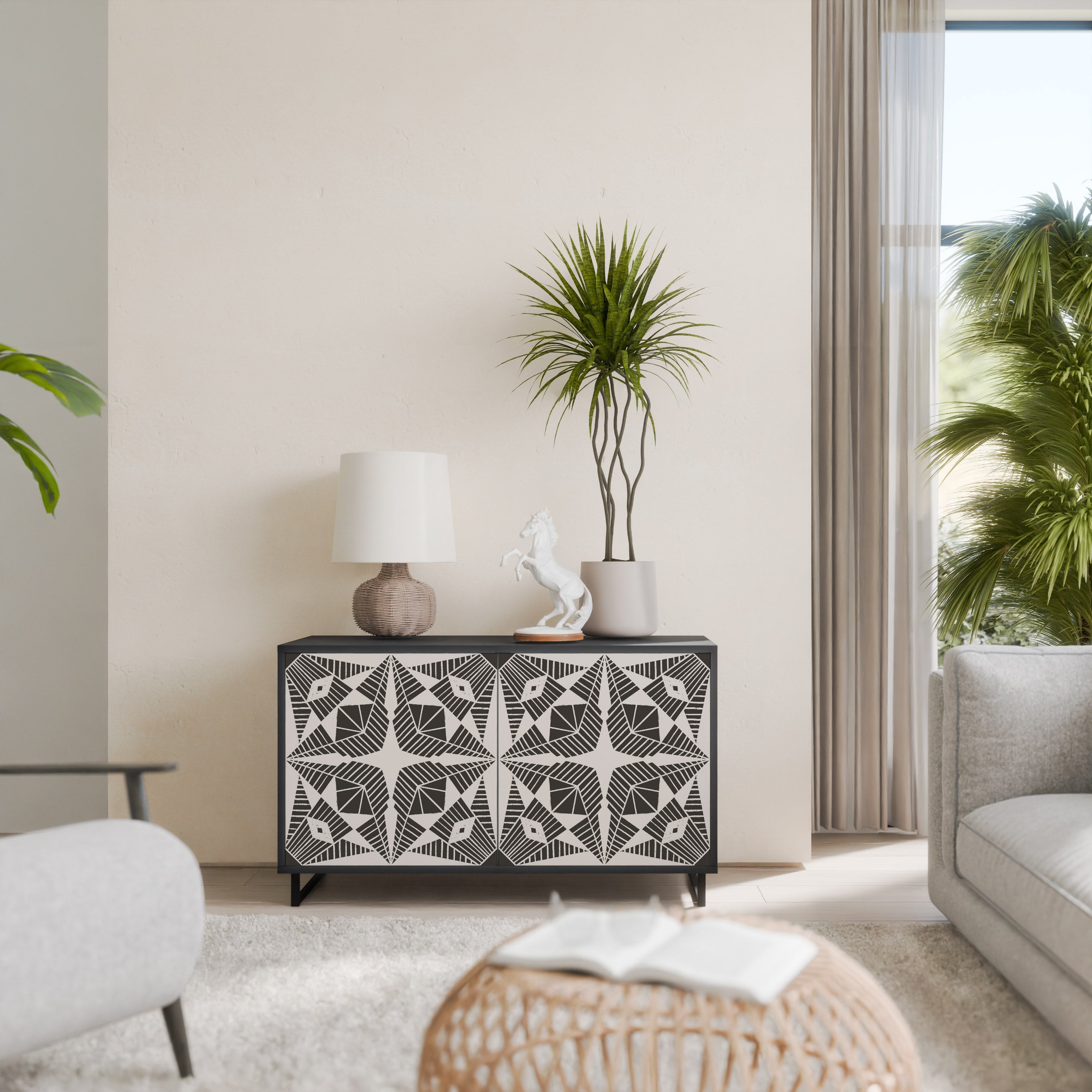 MONOCHROME NEXUS 2-Door Sideboard in Black Finish