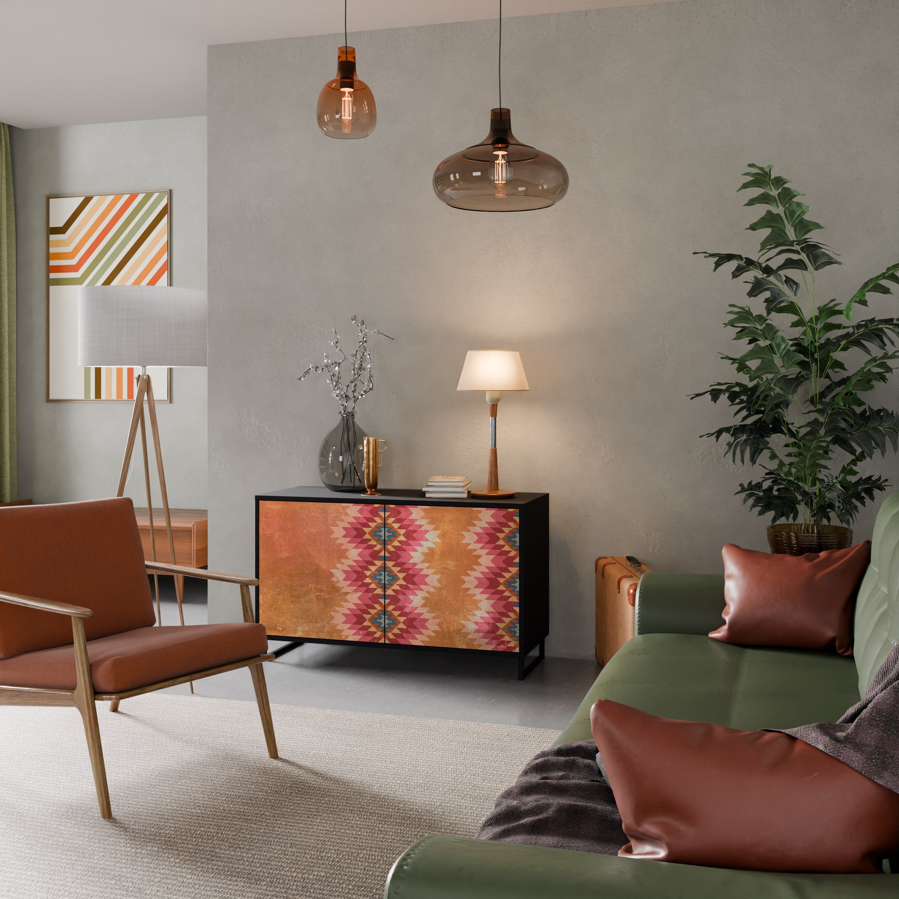 INDIAN FOLK 2-Door Sideboard in Black Finish