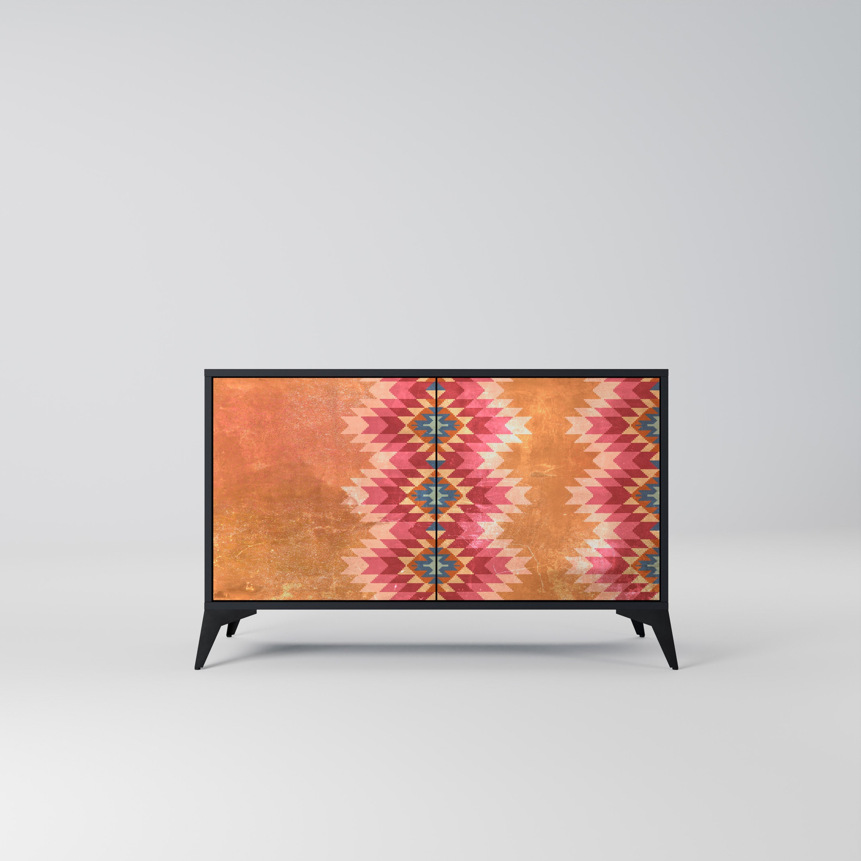 INDIAN FOLK 2-Door Sideboard in Black Finish