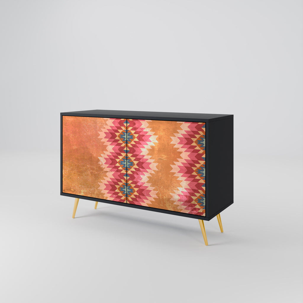 INDIAN FOLK 2-Door Sideboard in Black Finish