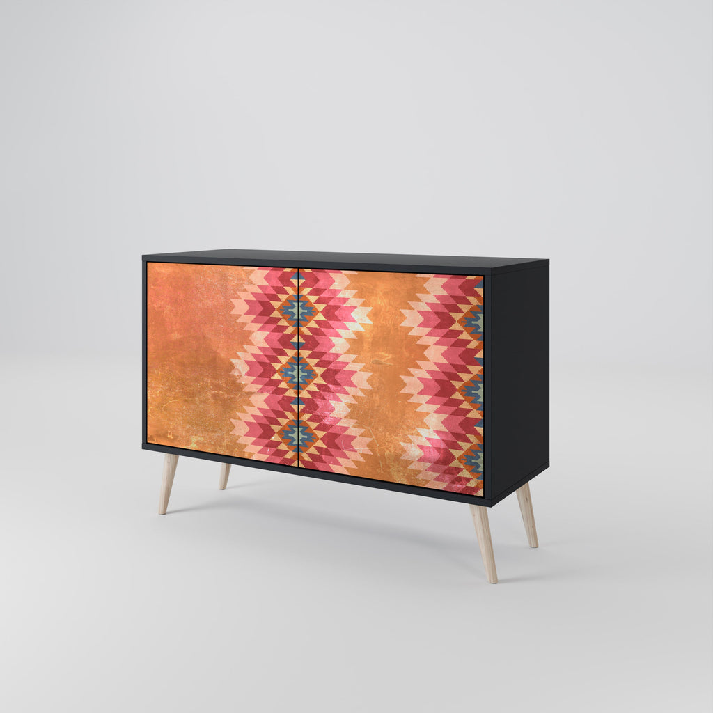 INDIAN FOLK 2-Door Sideboard in Black Finish