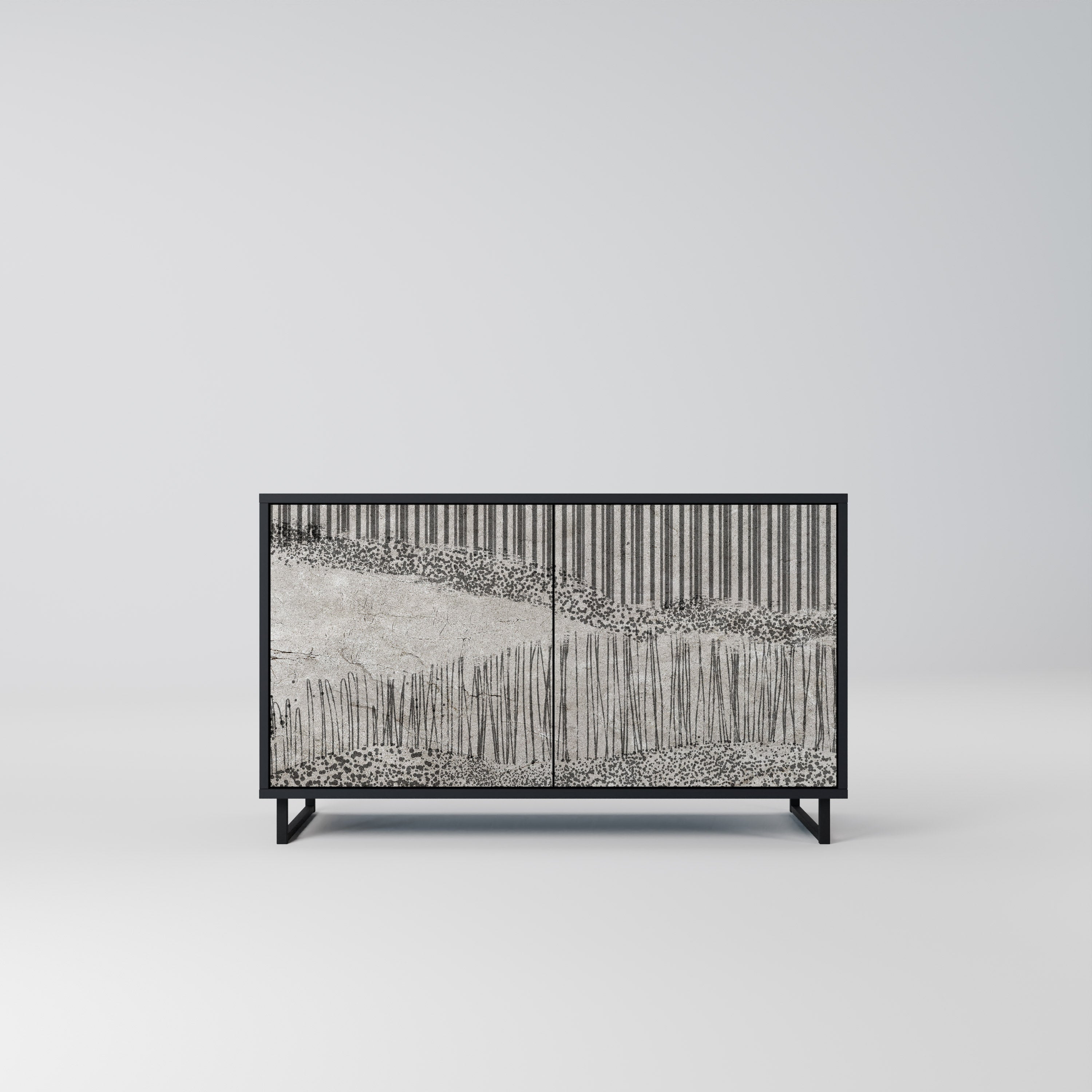 GRAIN LINES 2-Door Sideboard in Black Finish