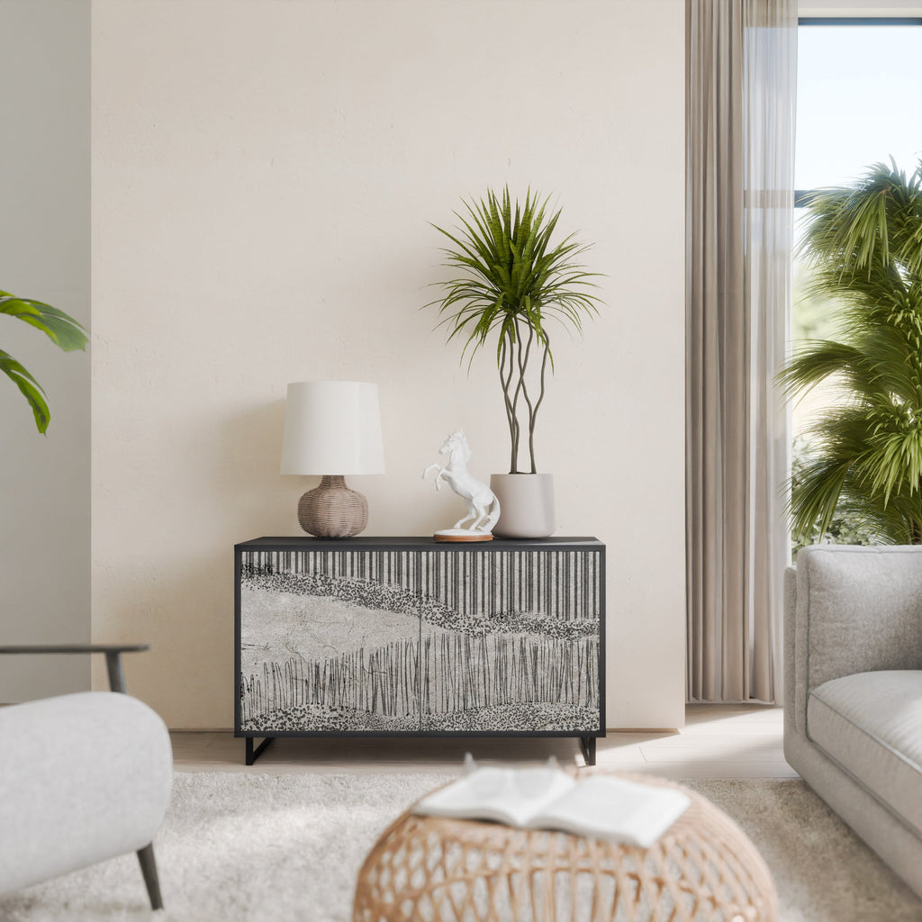 GRAIN LINES 2-Door Sideboard in Black Finish