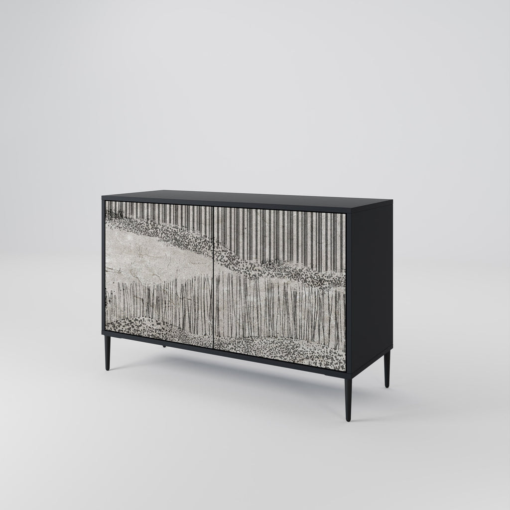 GRAIN LINES 2-Door Sideboard in Black Finish