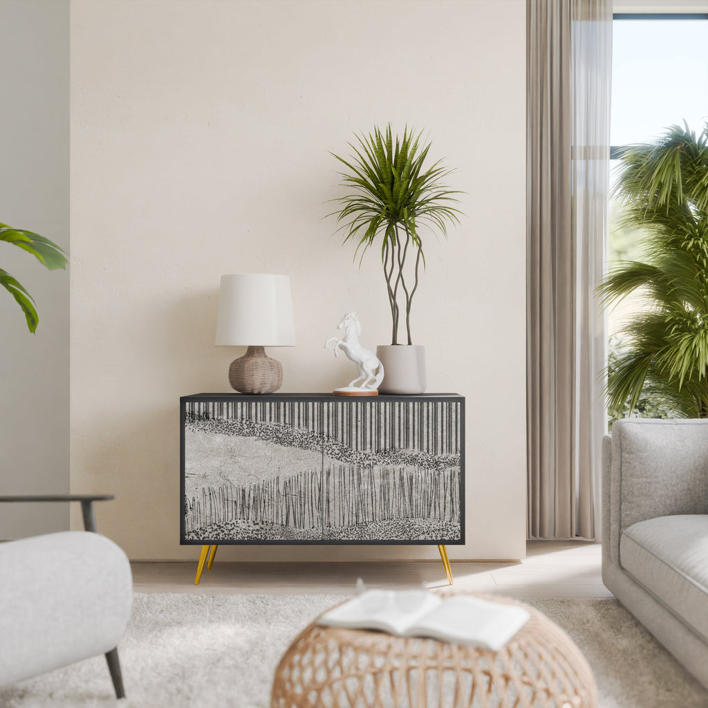 GRAIN LINES 2-Door Sideboard in Black Finish