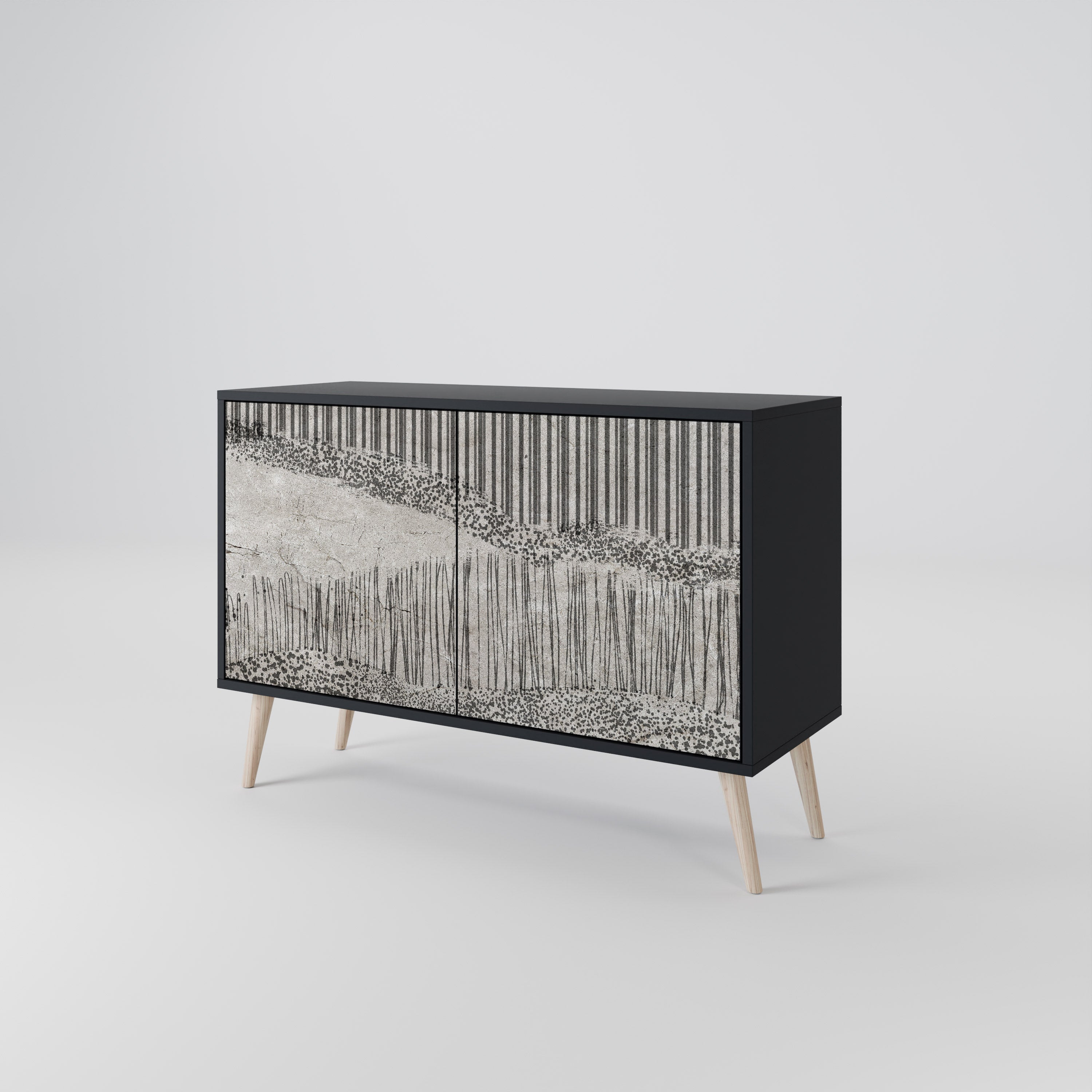 GRAIN LINES 2-Door Sideboard in Black Finish