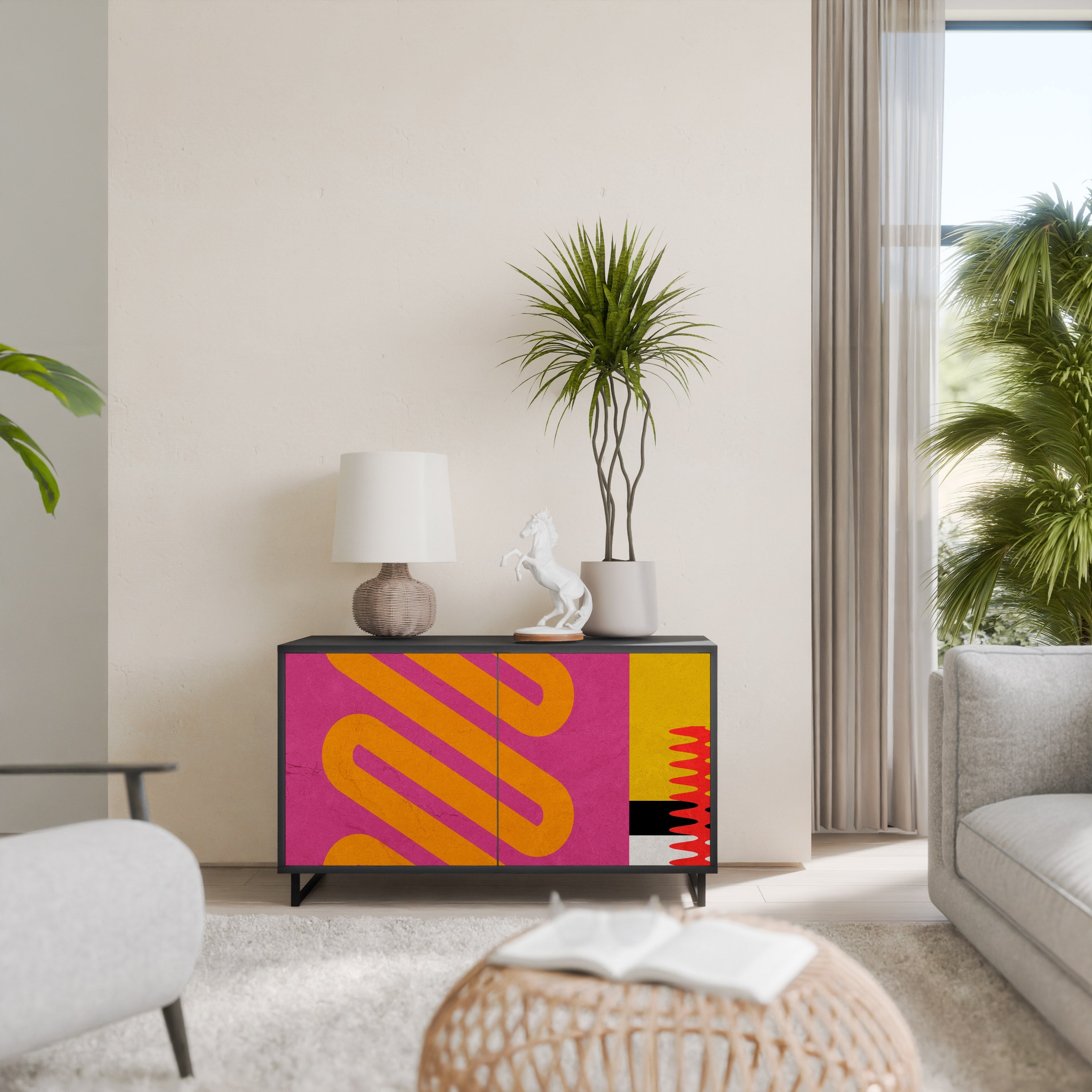 VIVID ART 2-Door Sideboard in Black Finish