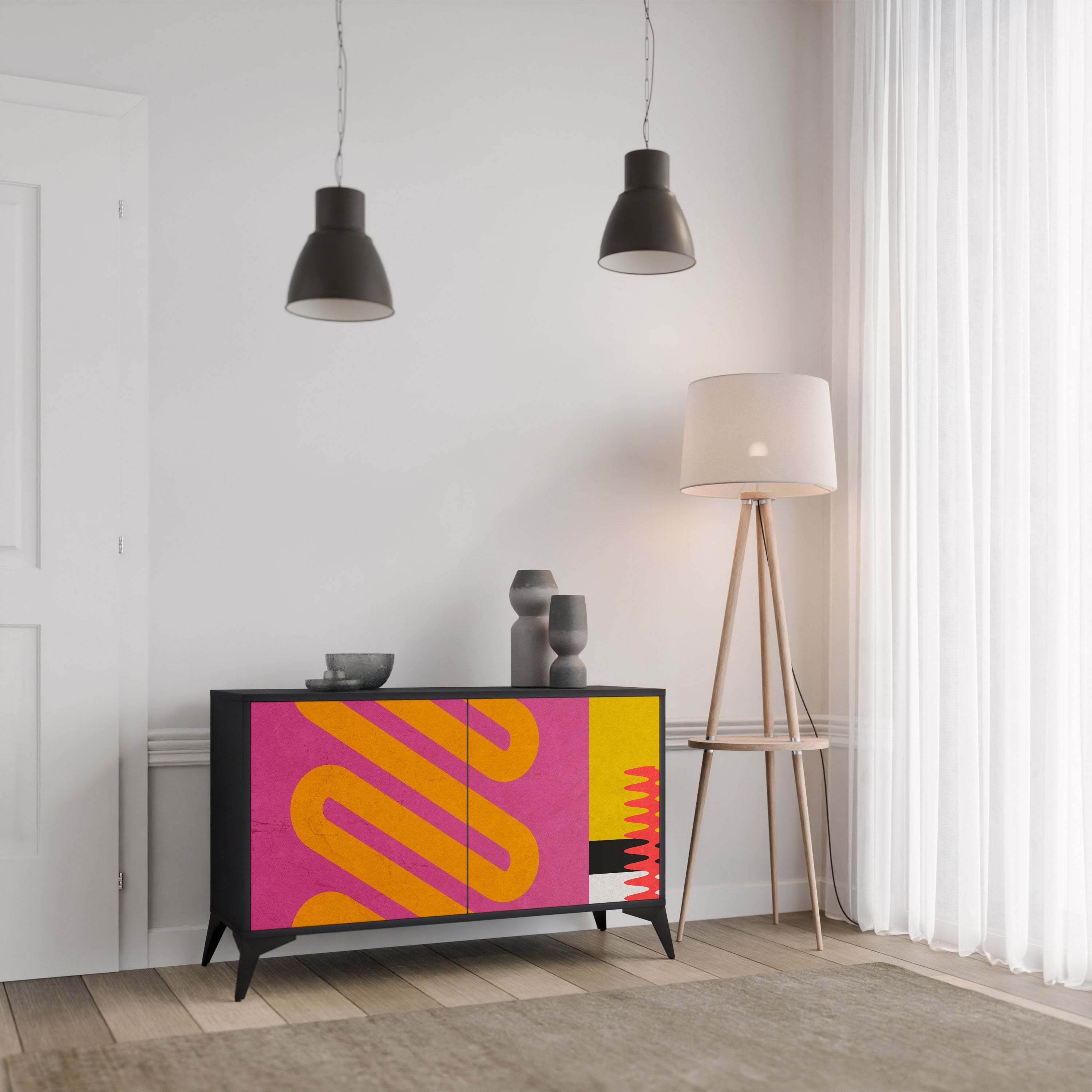VIVID ART 2-Door Sideboard in Black Finish