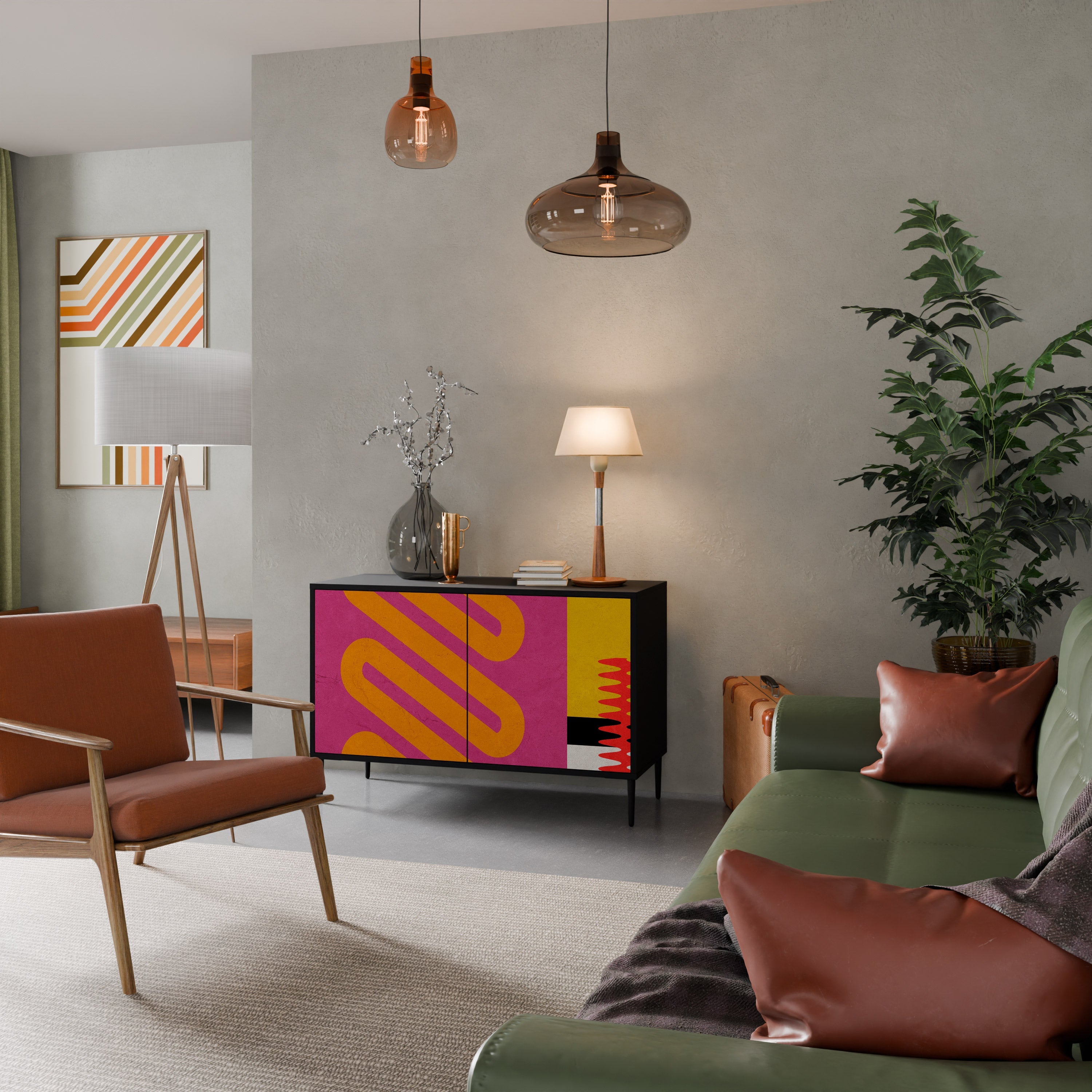 VIVID ART 2-Door Sideboard in Black Finish