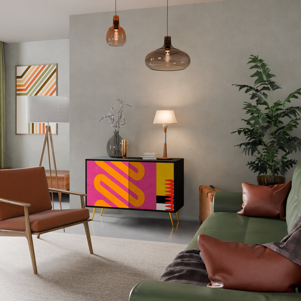 VIVID ART 2-Door Sideboard in Black Finish