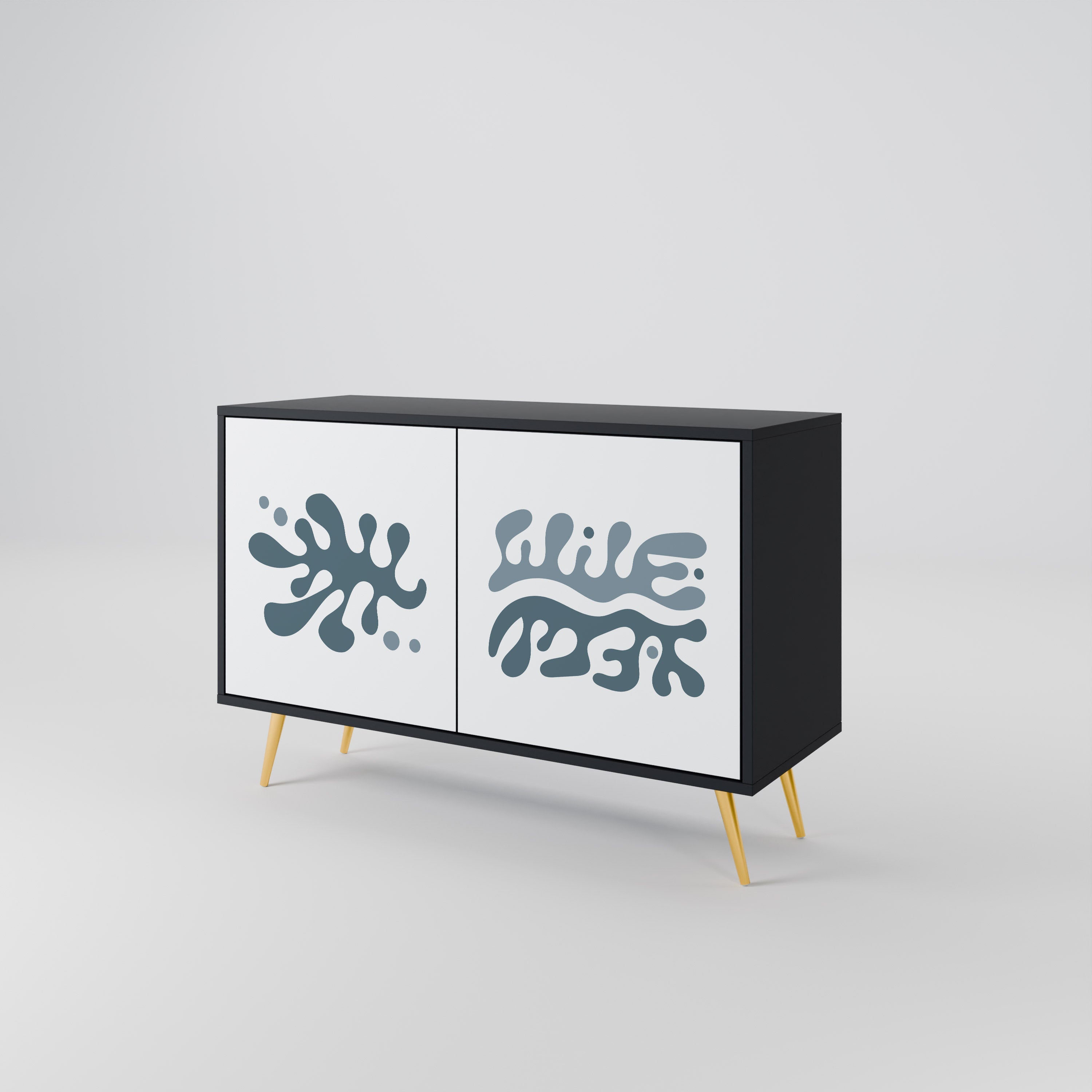 Buffet 2 portes WONDERLAND VEGETATION en finition noire