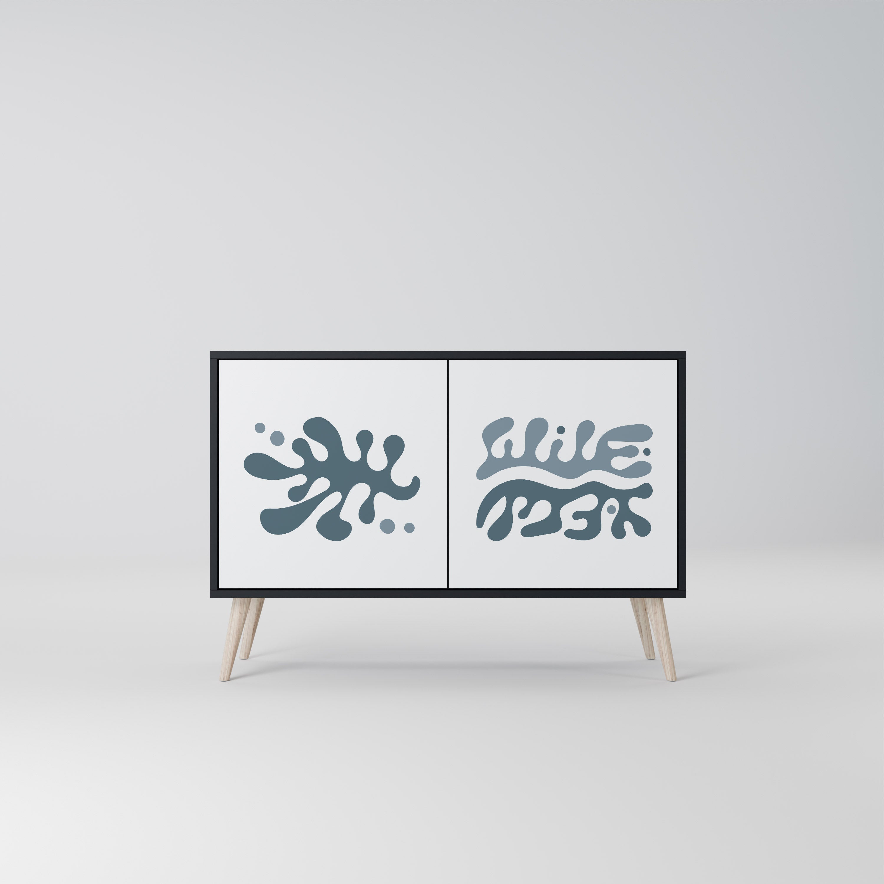 Buffet 2 portes WONDERLAND VEGETATION en finition noire