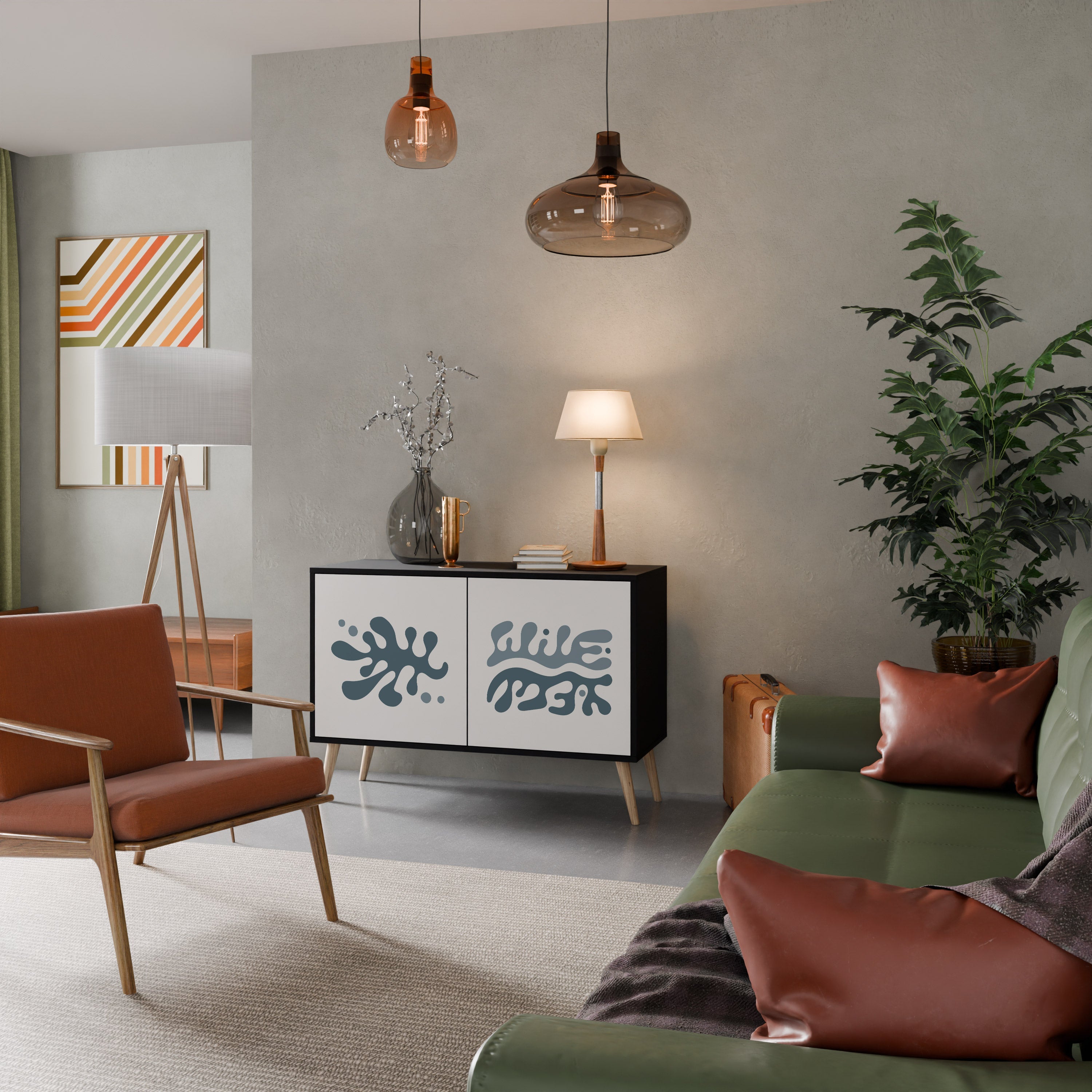 Buffet 2 portes WONDERLAND VEGETATION en finition noire