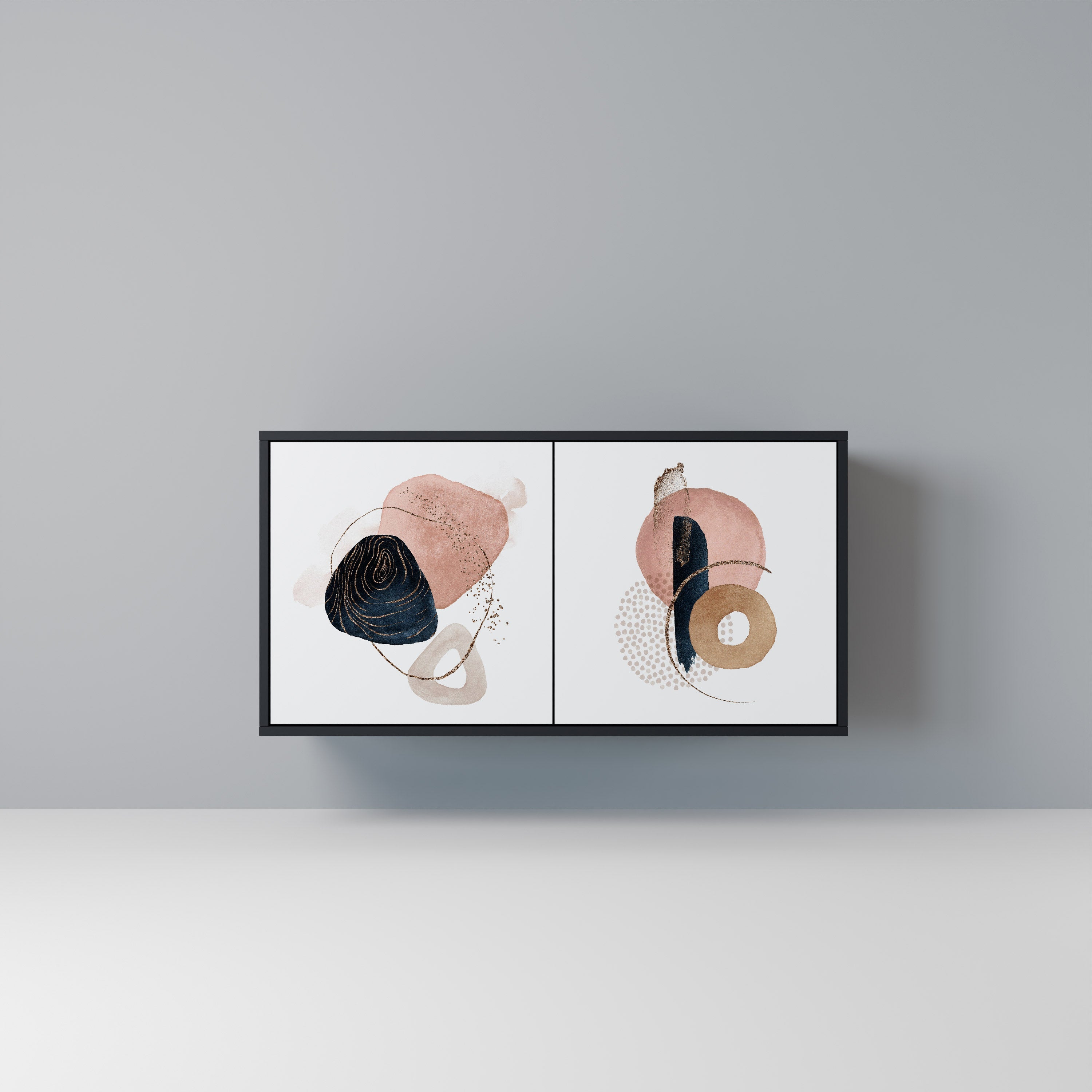 Buffet 2 portes COLORFUL SHAPES en finition noire