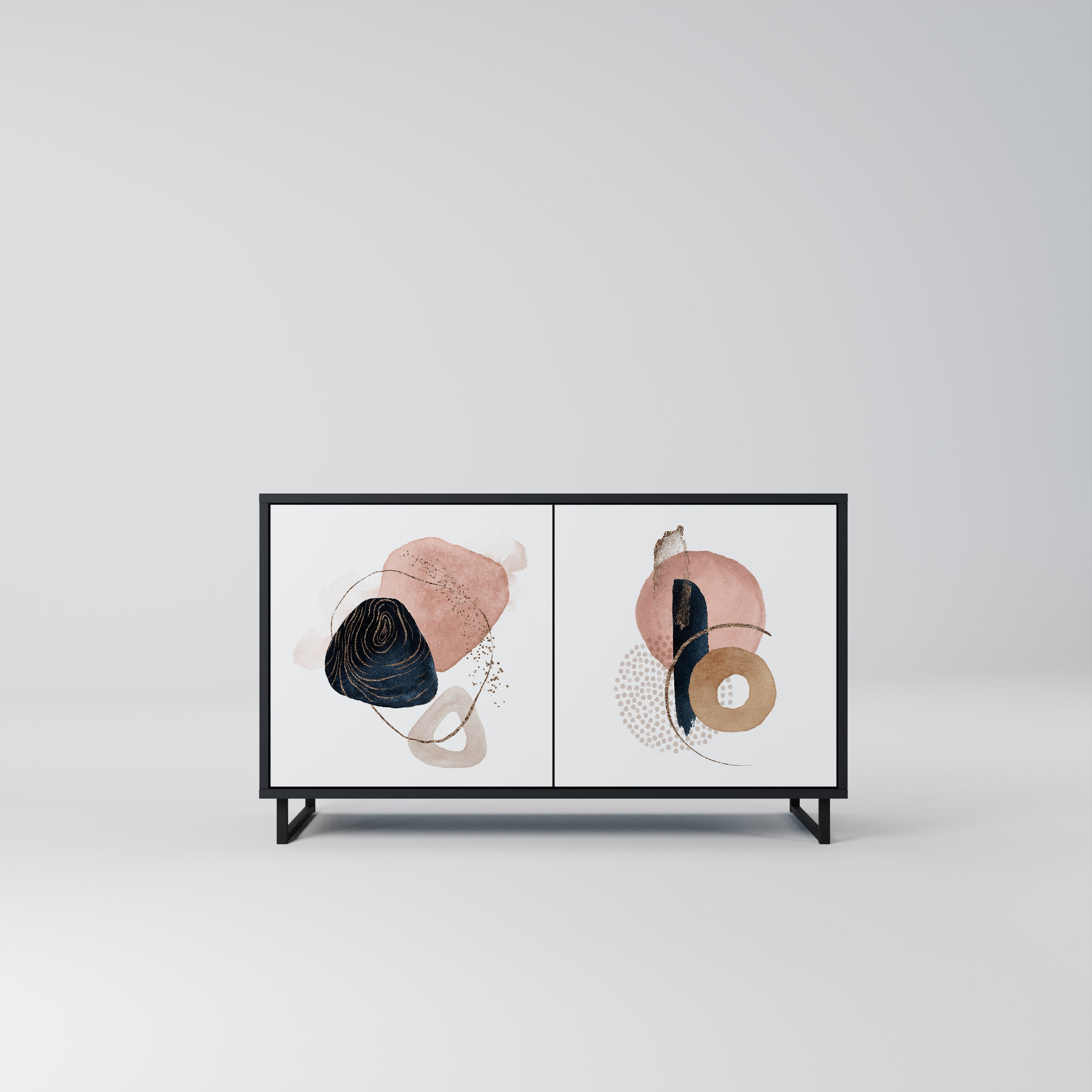 Buffet 2 portes COLORFUL SHAPES en finition noire