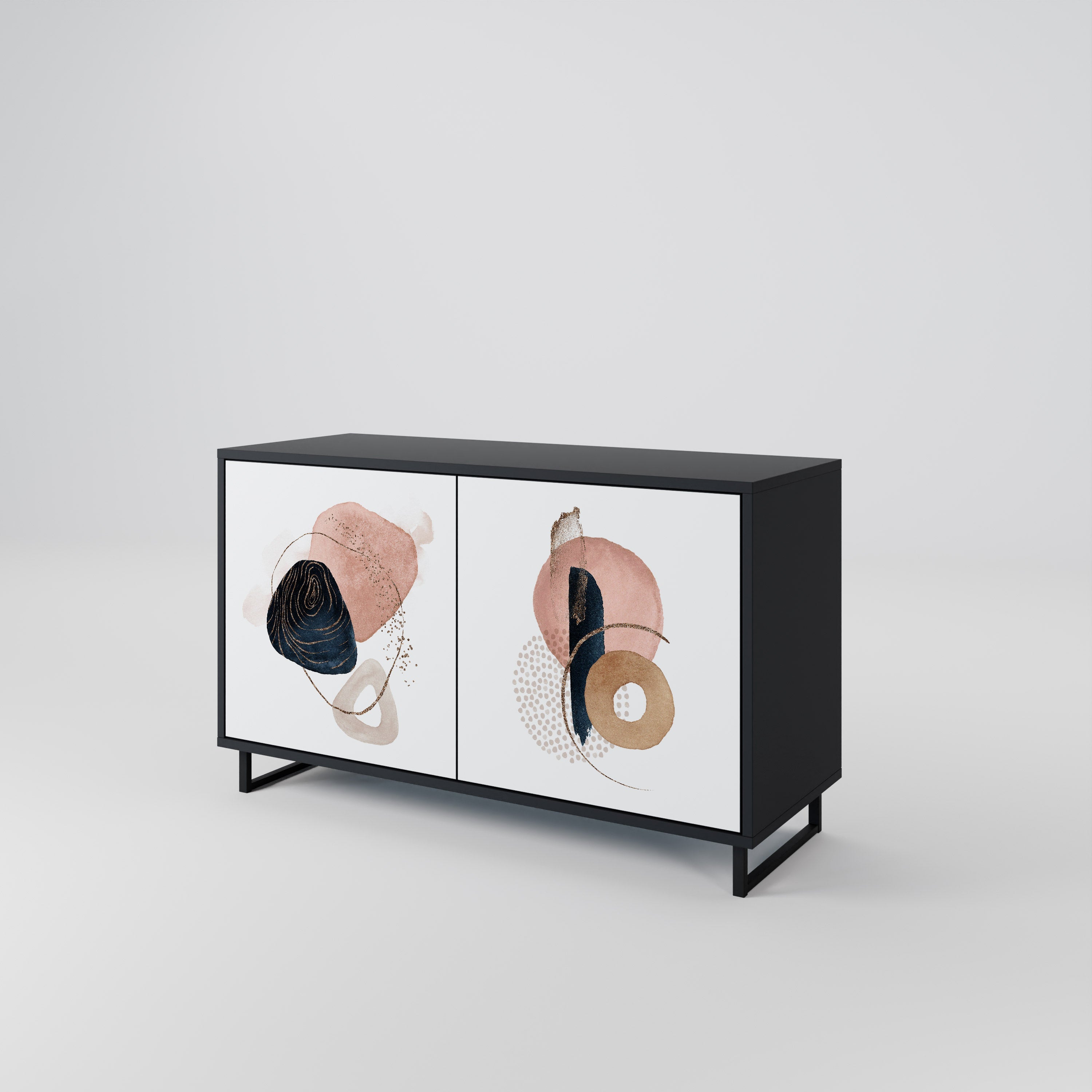 Buffet 2 portes COLORFUL SHAPES en finition noire