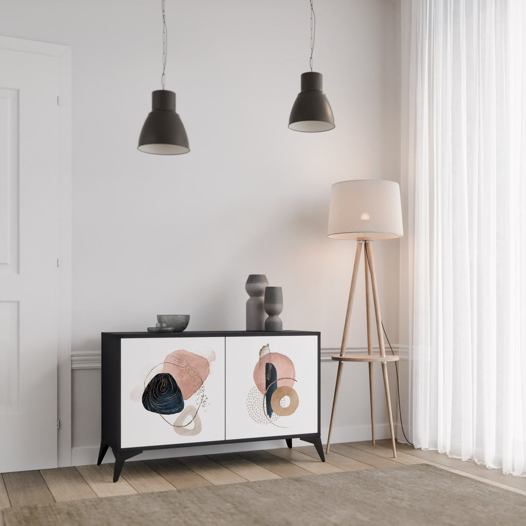 Buffet 2 portes COLORFUL SHAPES en finition noire