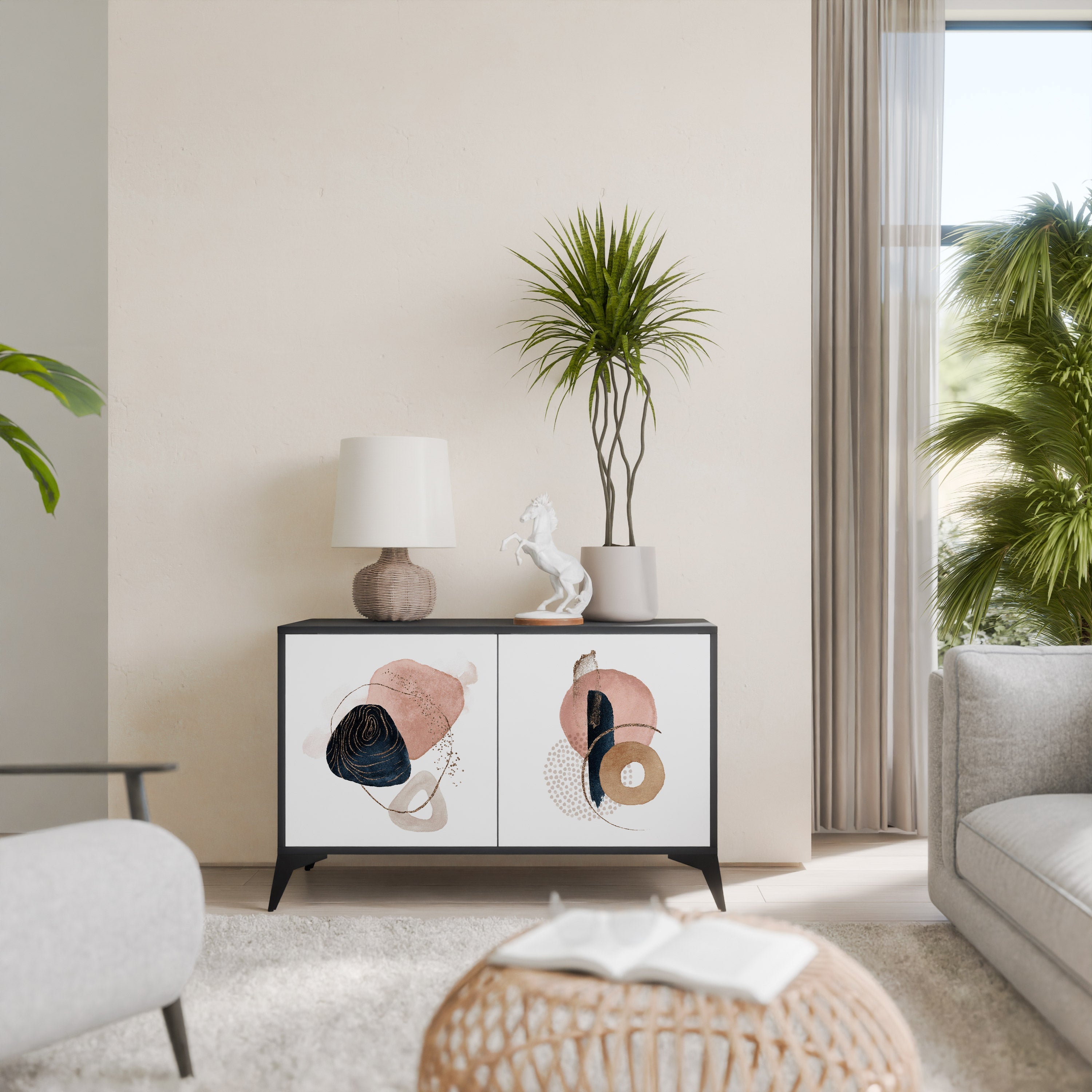 Buffet 2 portes COLORFUL SHAPES en finition noire