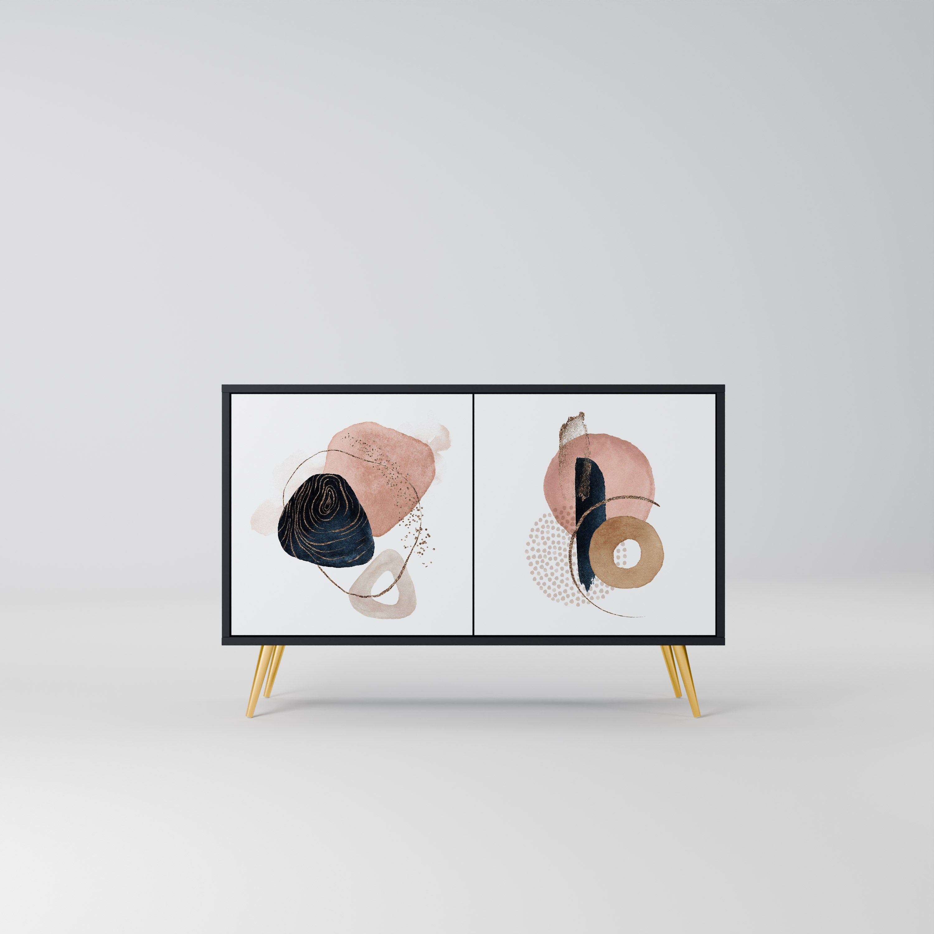 Buffet 2 portes COLORFUL SHAPES en finition noire