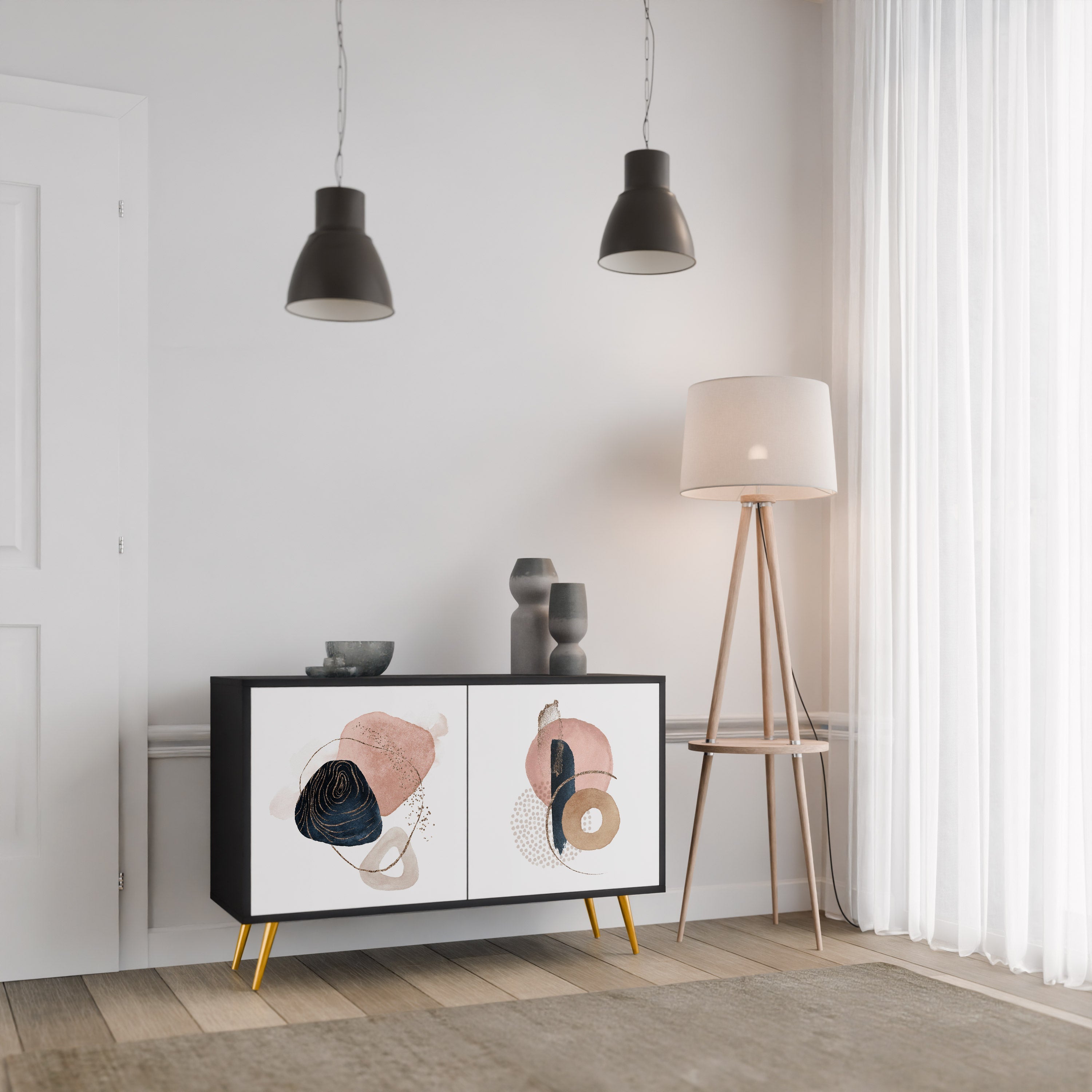 Buffet 2 portes COLORFUL SHAPES en finition noire