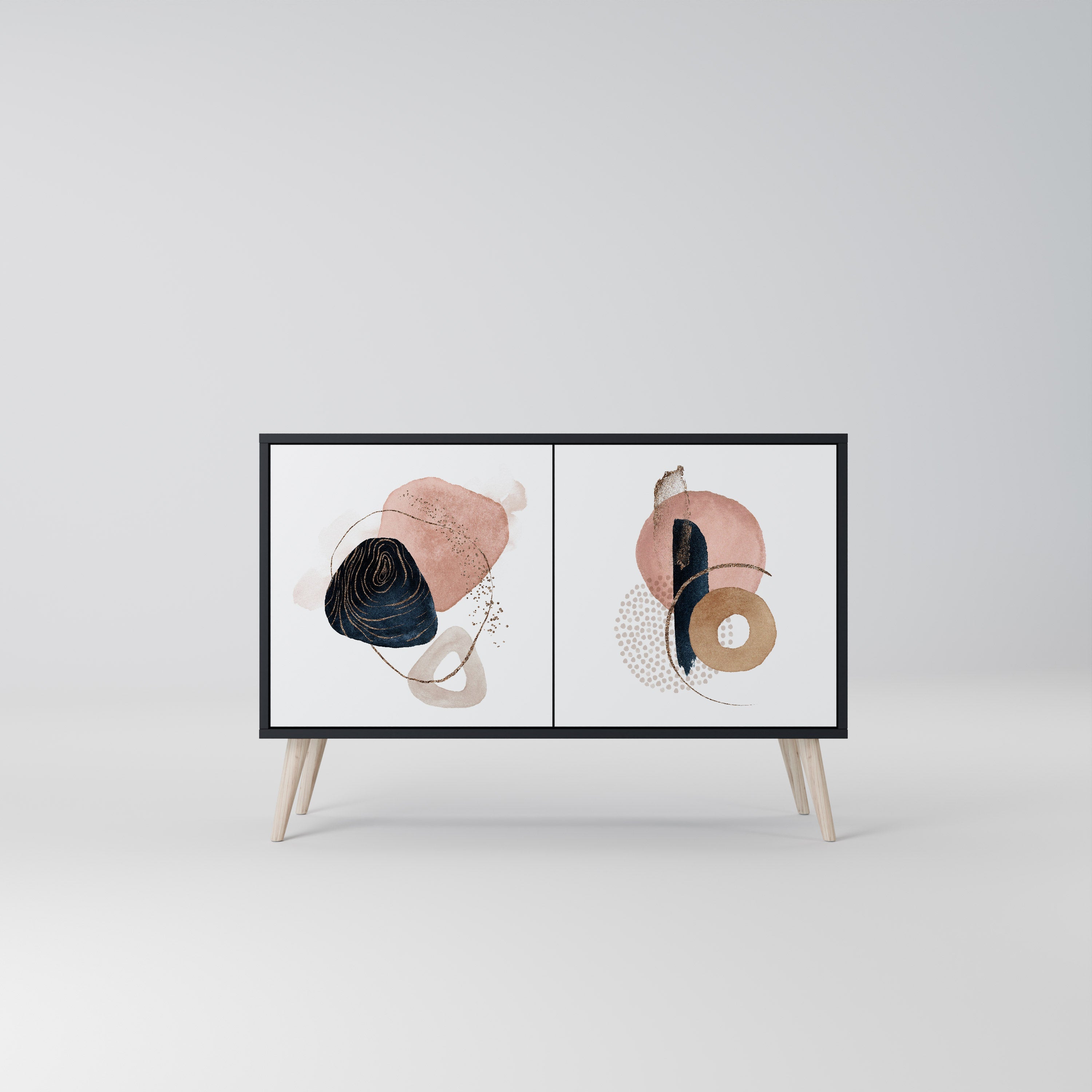 Buffet 2 portes COLORFUL SHAPES en finition noire