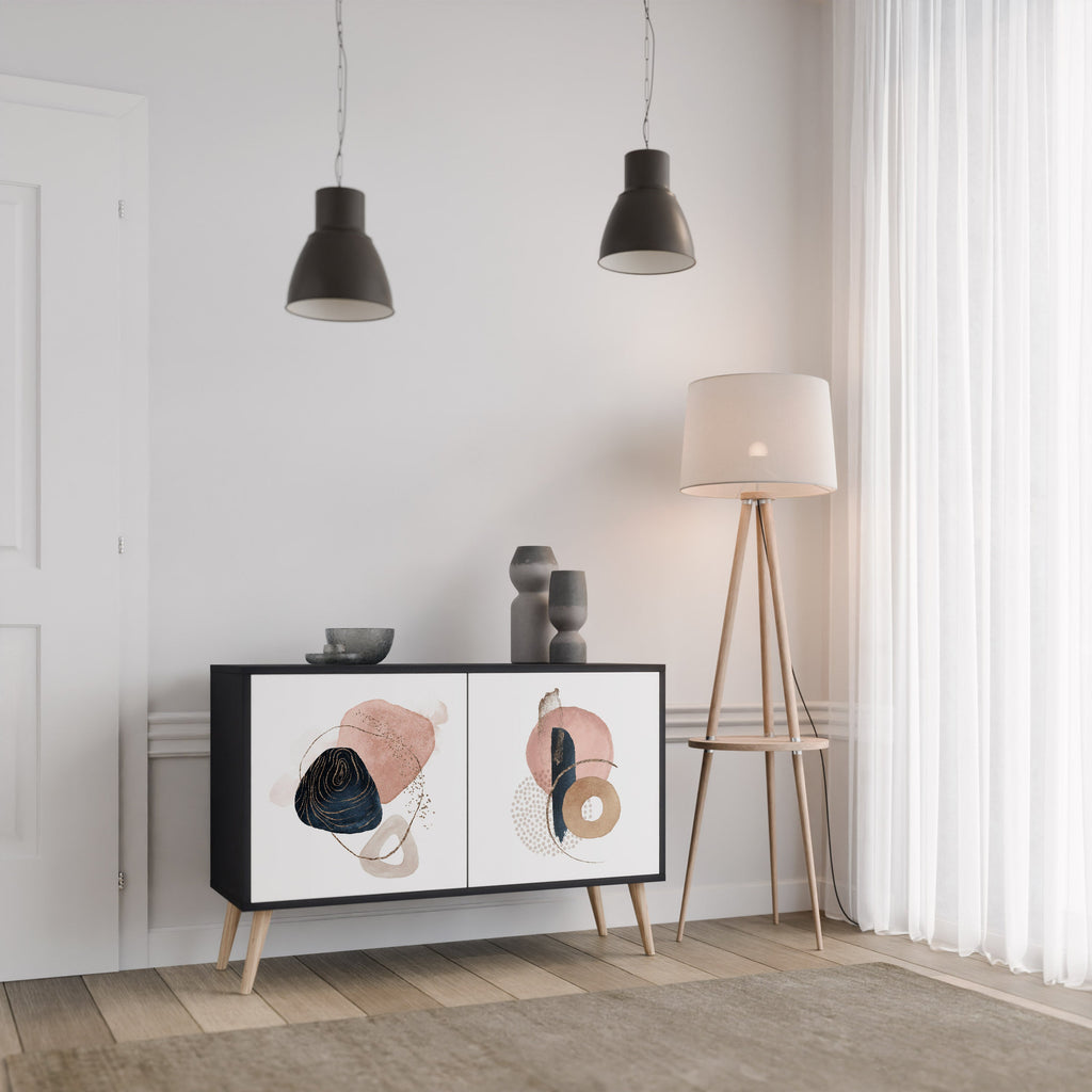 Buffet 2 portes COLORFUL SHAPES en finition noire