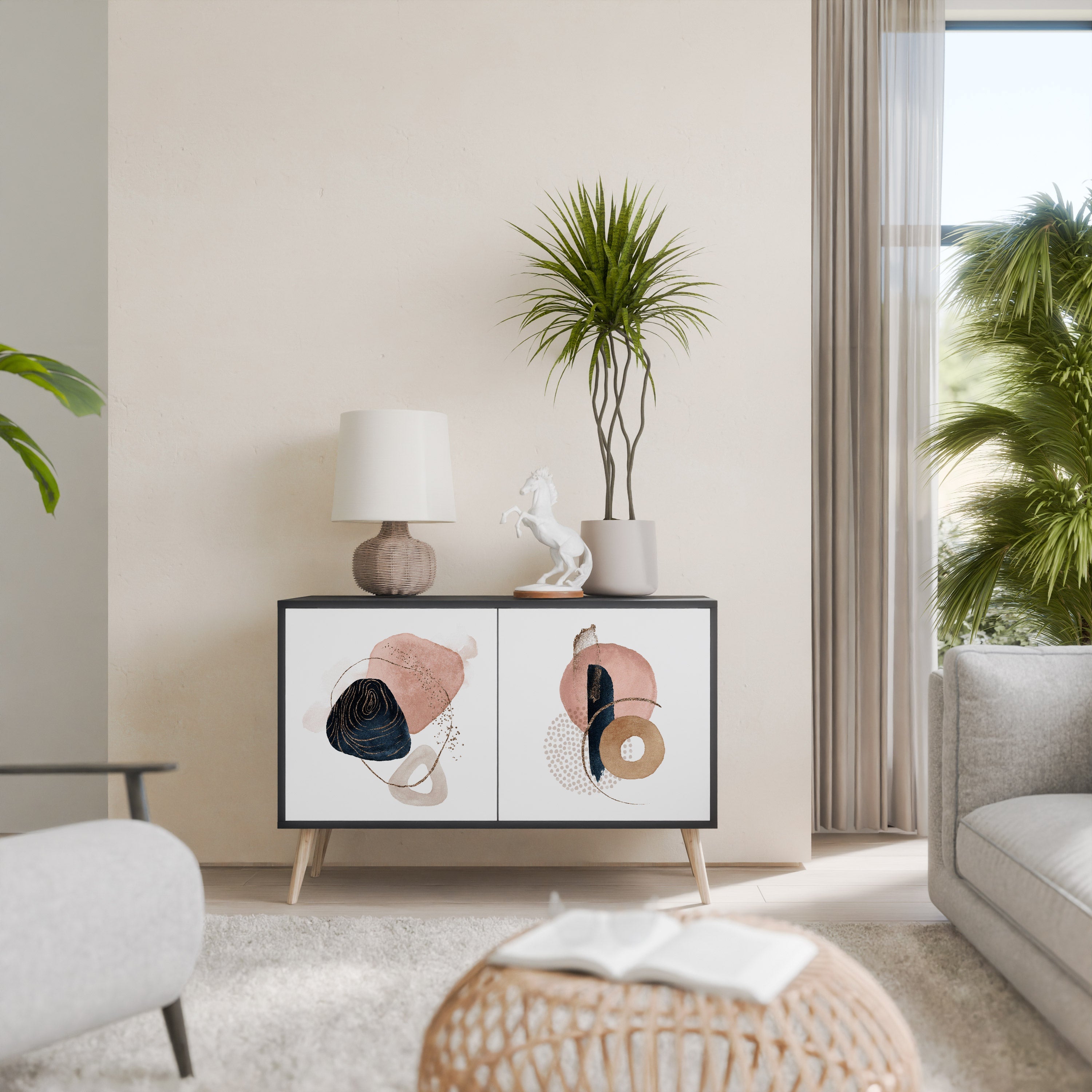 Buffet 2 portes COLORFUL SHAPES en finition noire