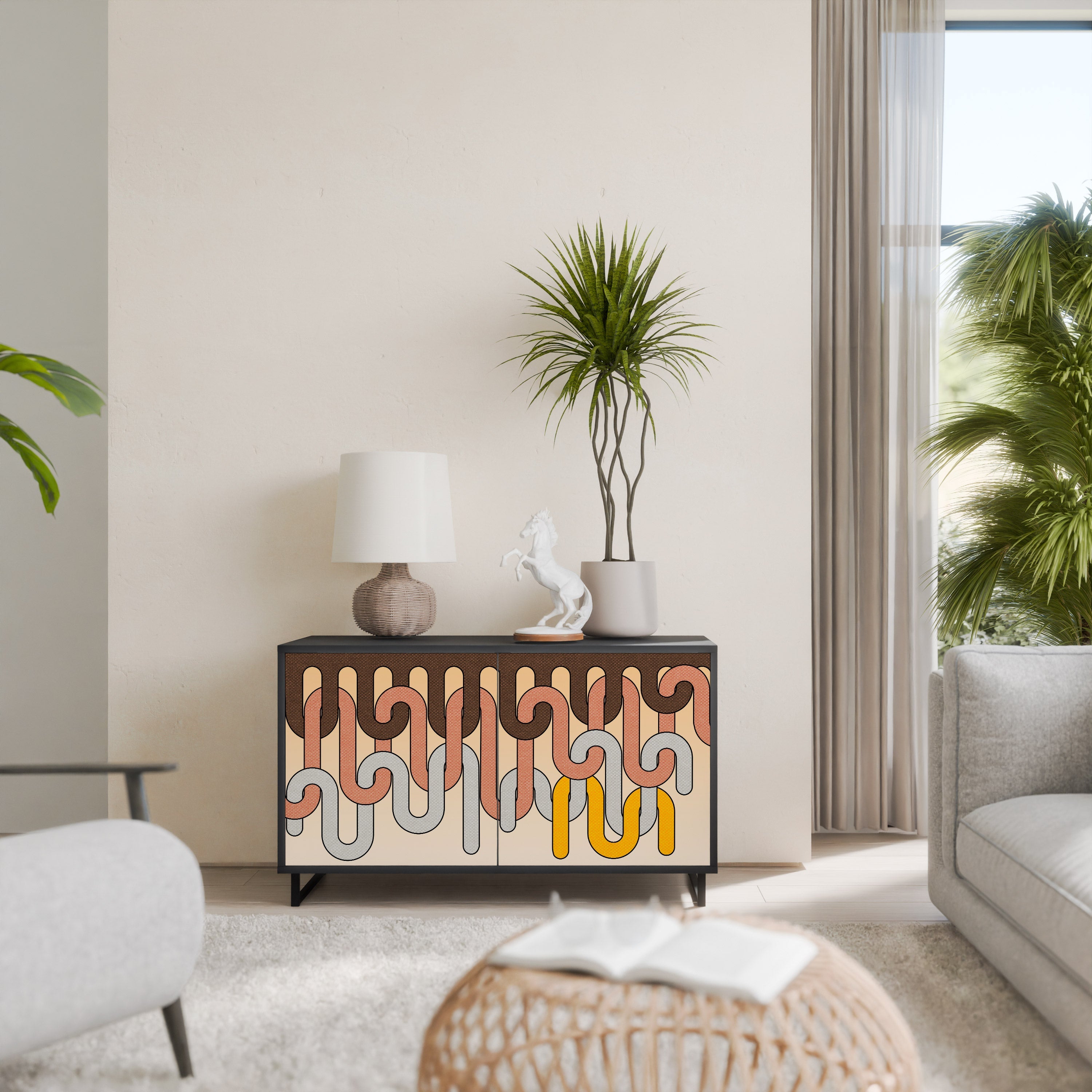 Buffet 2 portes COLORFUL STRINGS en finition noire